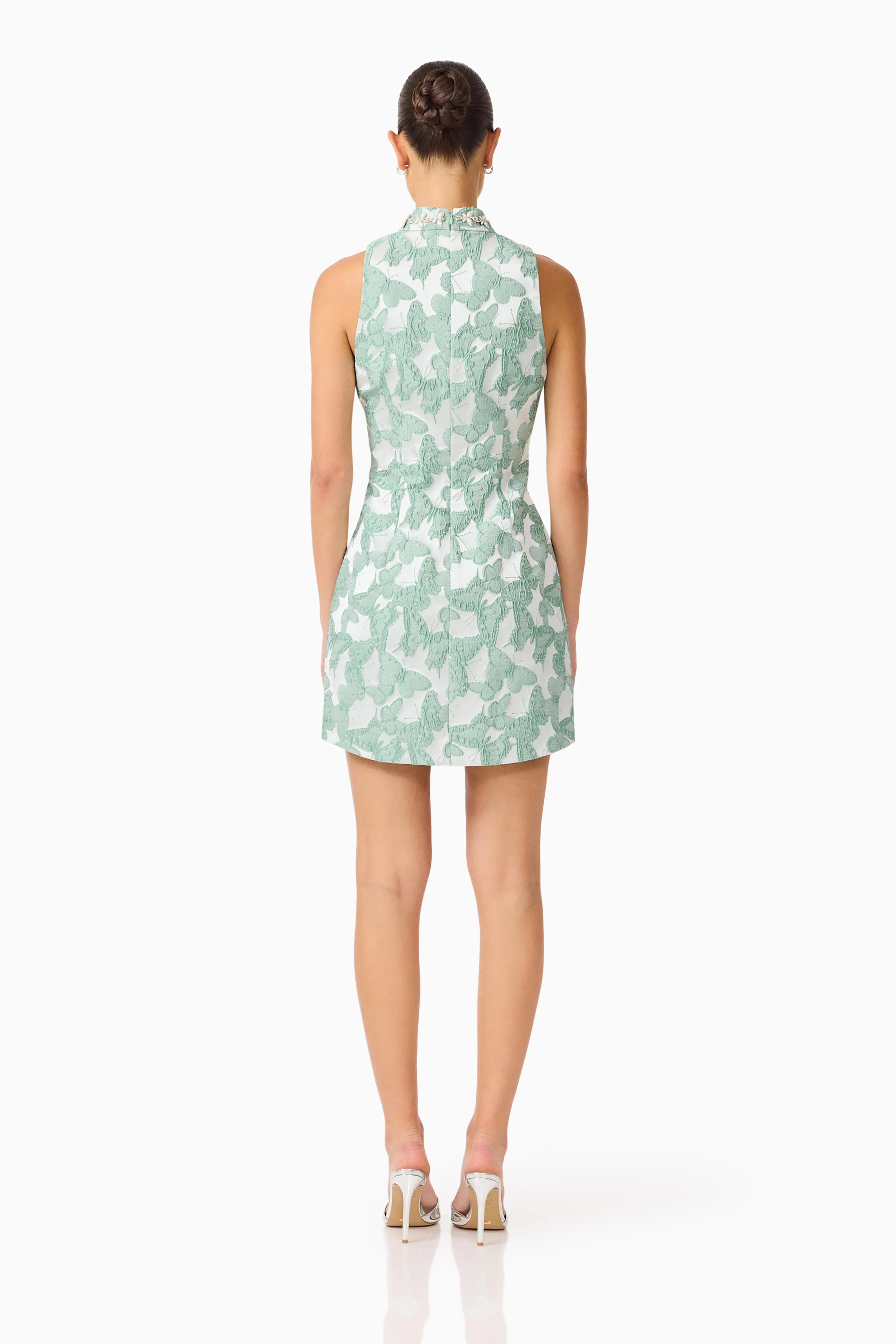 Lisette High Neck Mini Dress in Sea Green