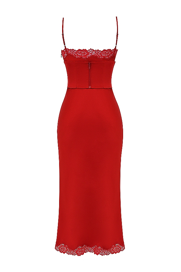 Red Rose Satin Slip Dress