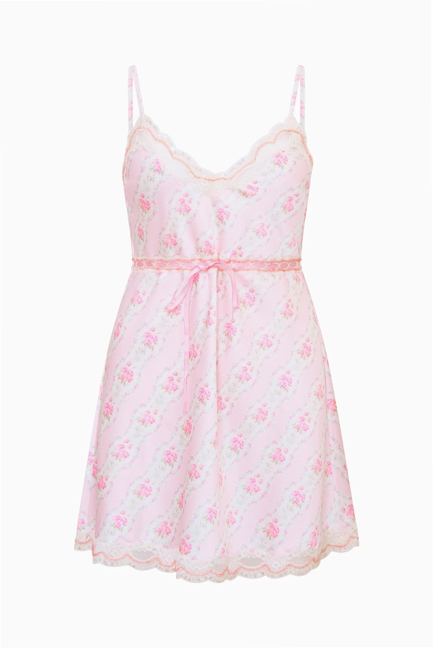 Nicoli Floral Satin Mini Slip Dress