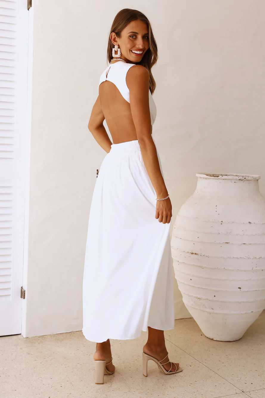 Lovely Travels Midi Dress White - luluinthesky