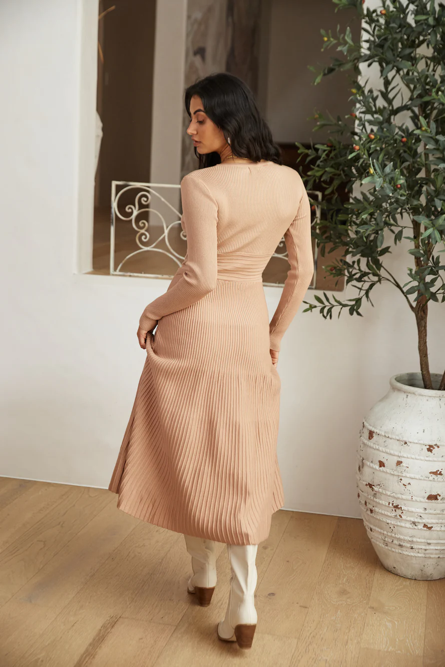 Flourishing Love Midi Dress Brown