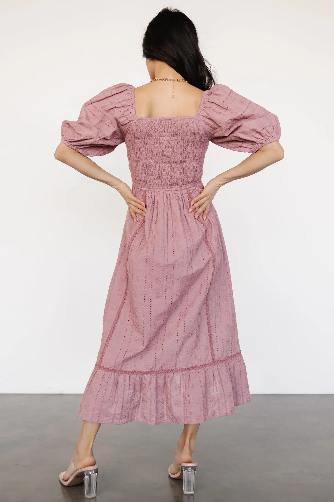 Delaney Eyelet Dress | Dusty Mauve - luluinthesky