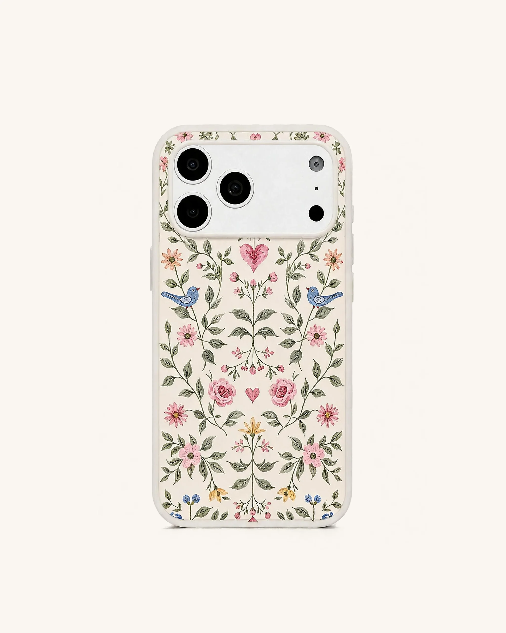 Vintage Romance Floral Bird Phone Case - White