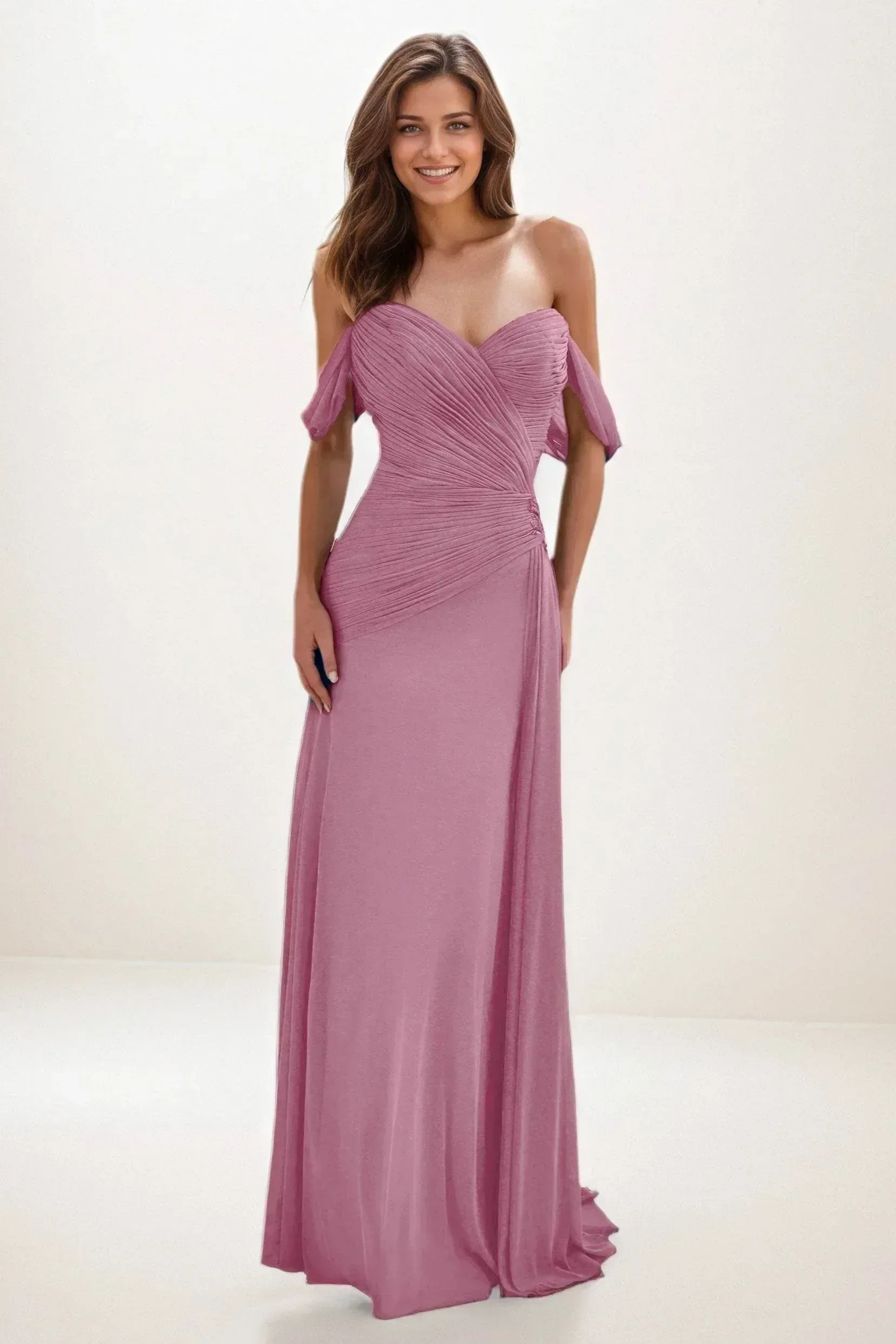 Sheath-Column Maxi Chiffon Wedding Guest Dress CG0288