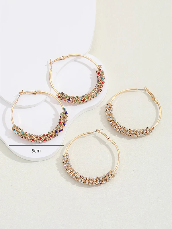 Geometric Rhine Stones Drop Earrings
