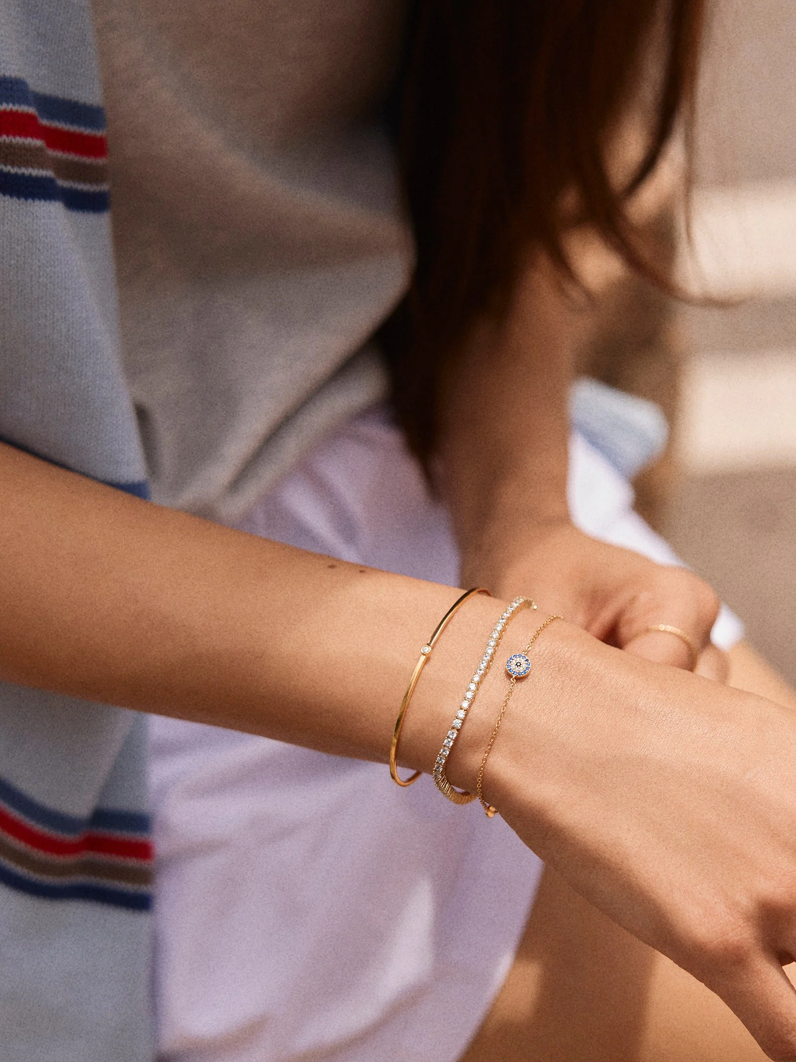18K Gold Evil Eye Bracelet - Pavé Evil Eye