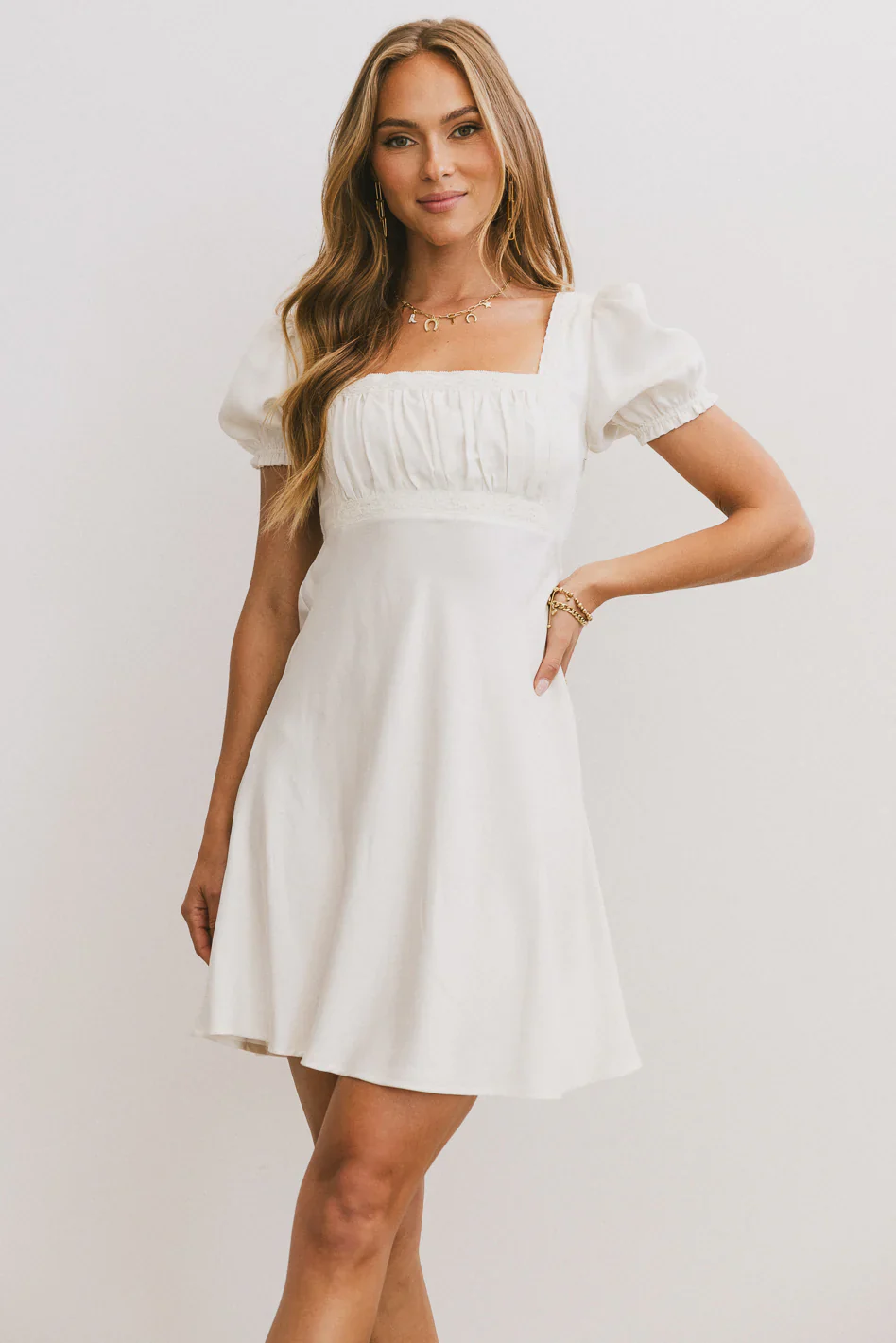 Harlee Lace Trim Mini Dress - luluinthesky