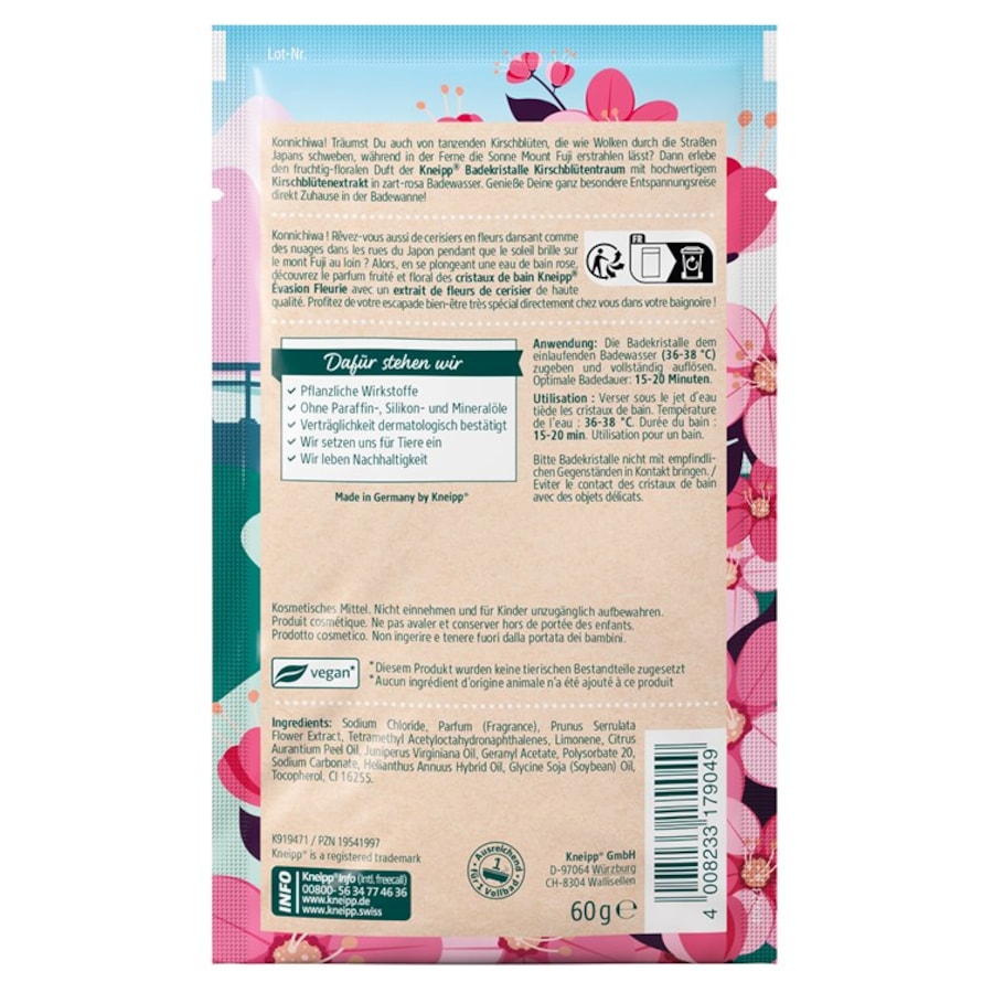 Kneipp Bath crystals Wymarzone kryształki do kąpieli z kwiatem wiśni