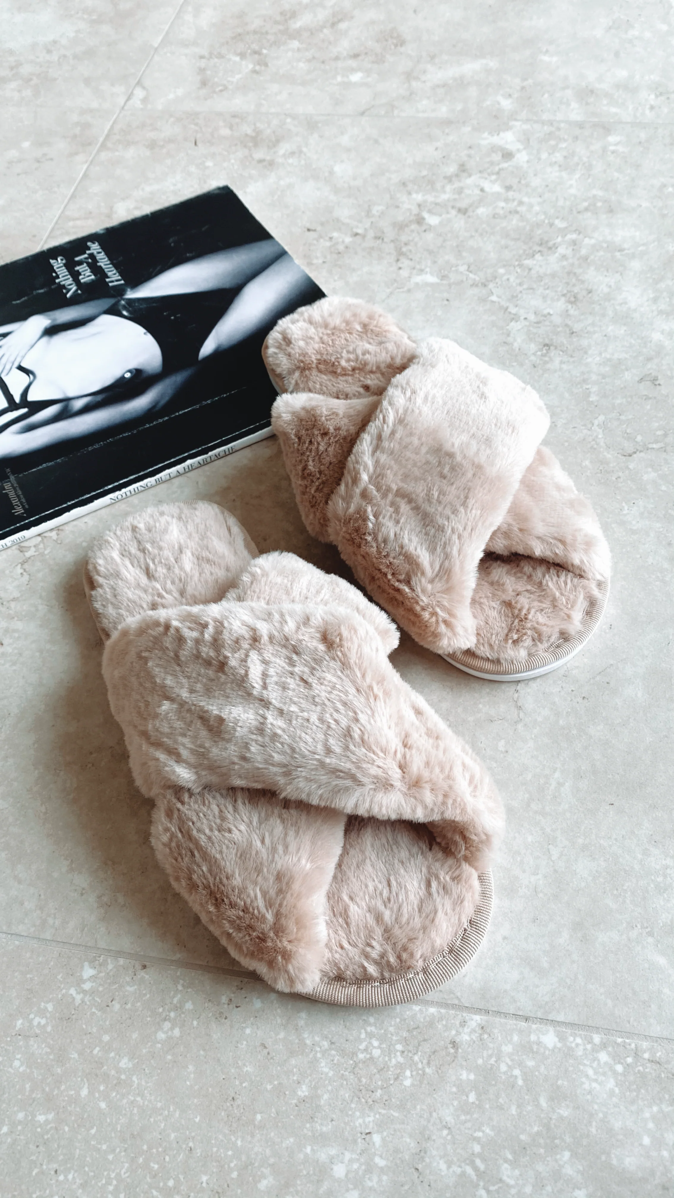 Jessica Fluffy Slippers - Beige