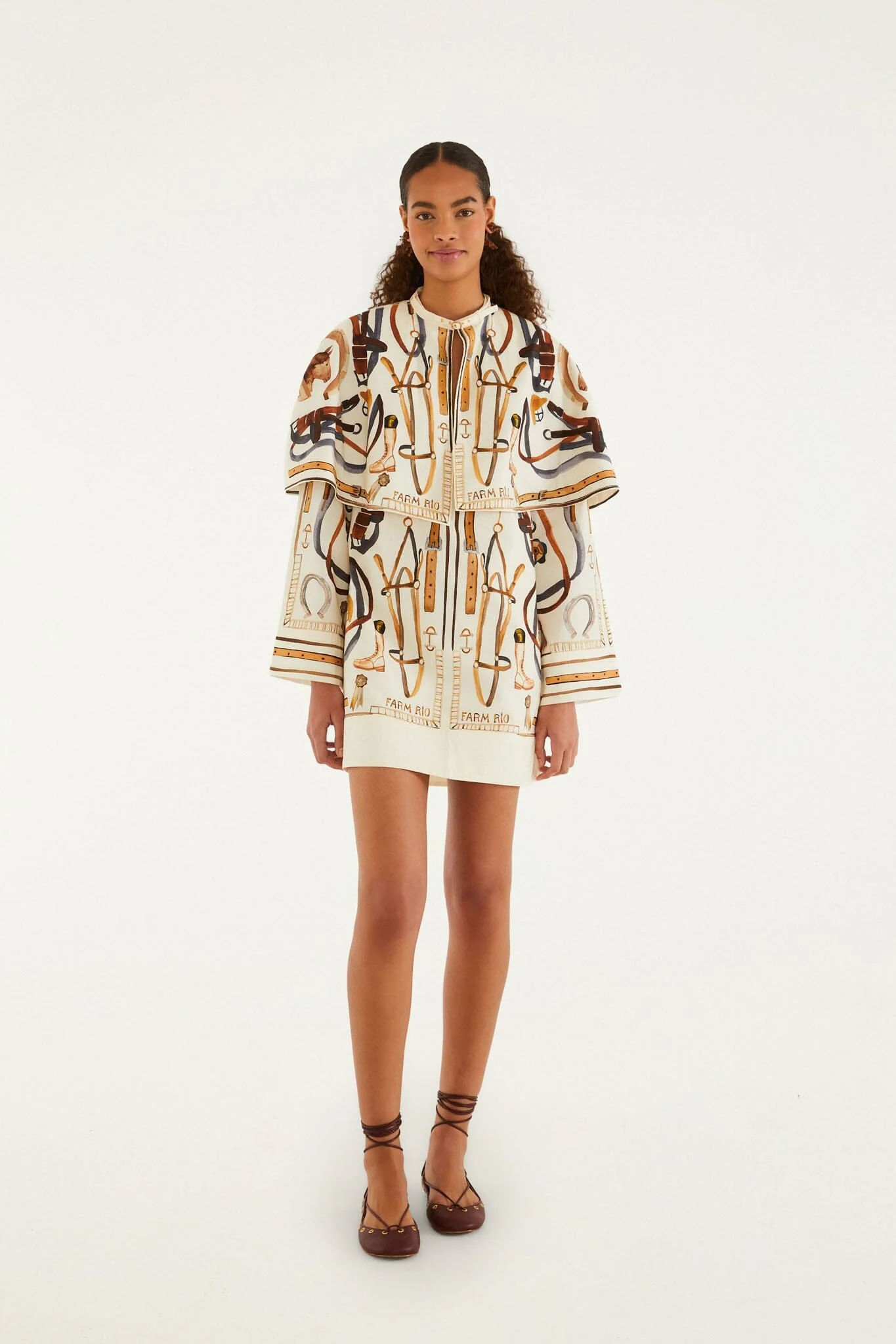 Off-White Equestrian Scarf Cape Mini Dress