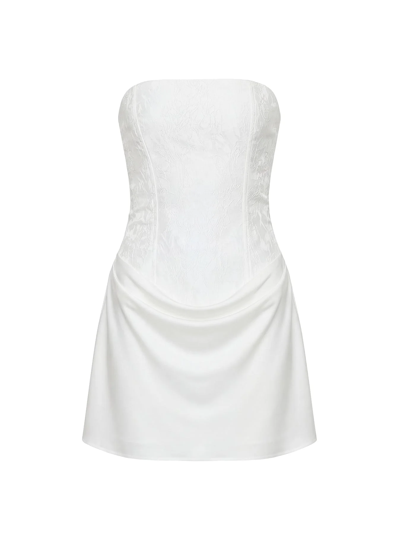 Jenevieve Strapless Drape Mini Dress White