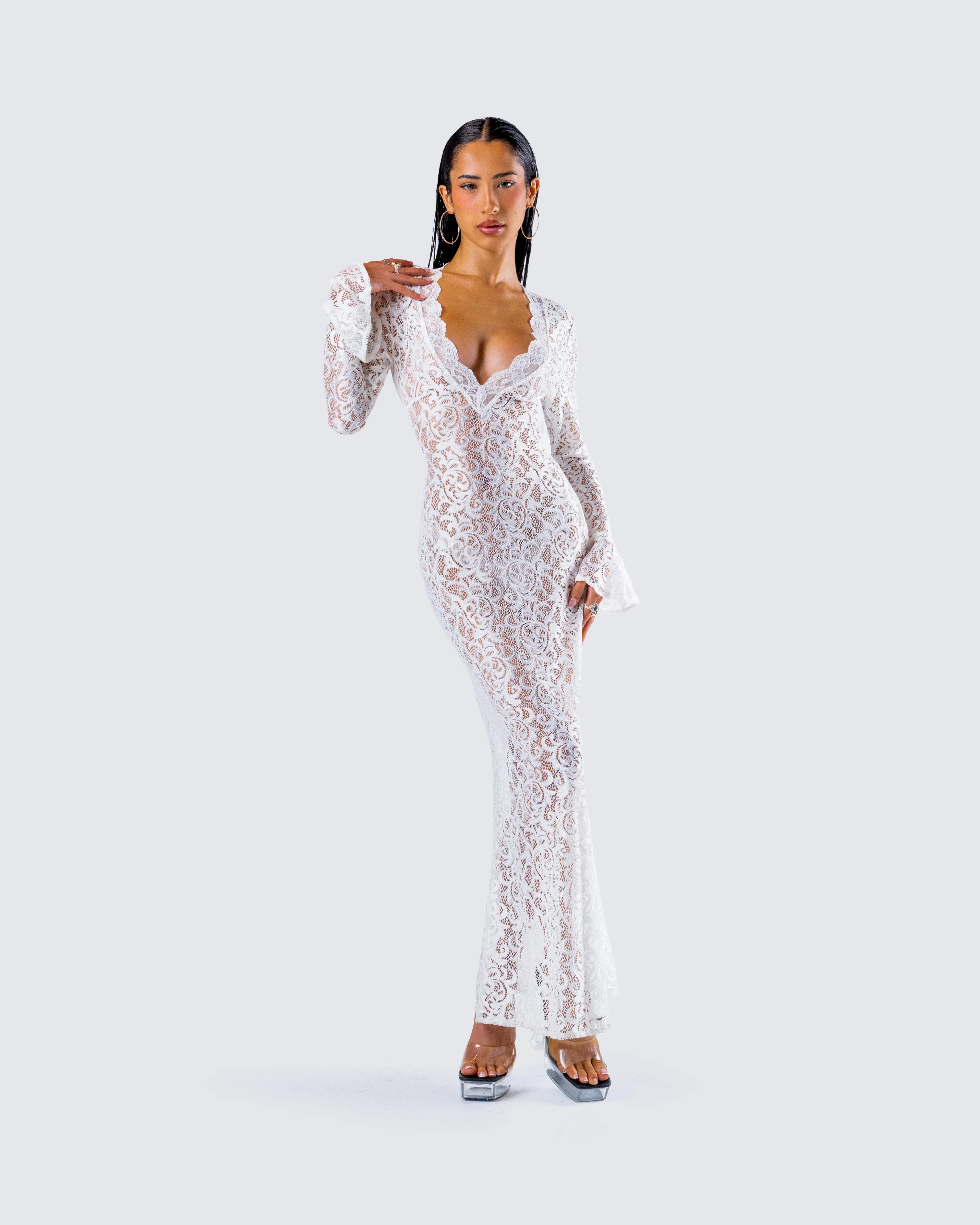 Kobina White Lace Maxi Dress