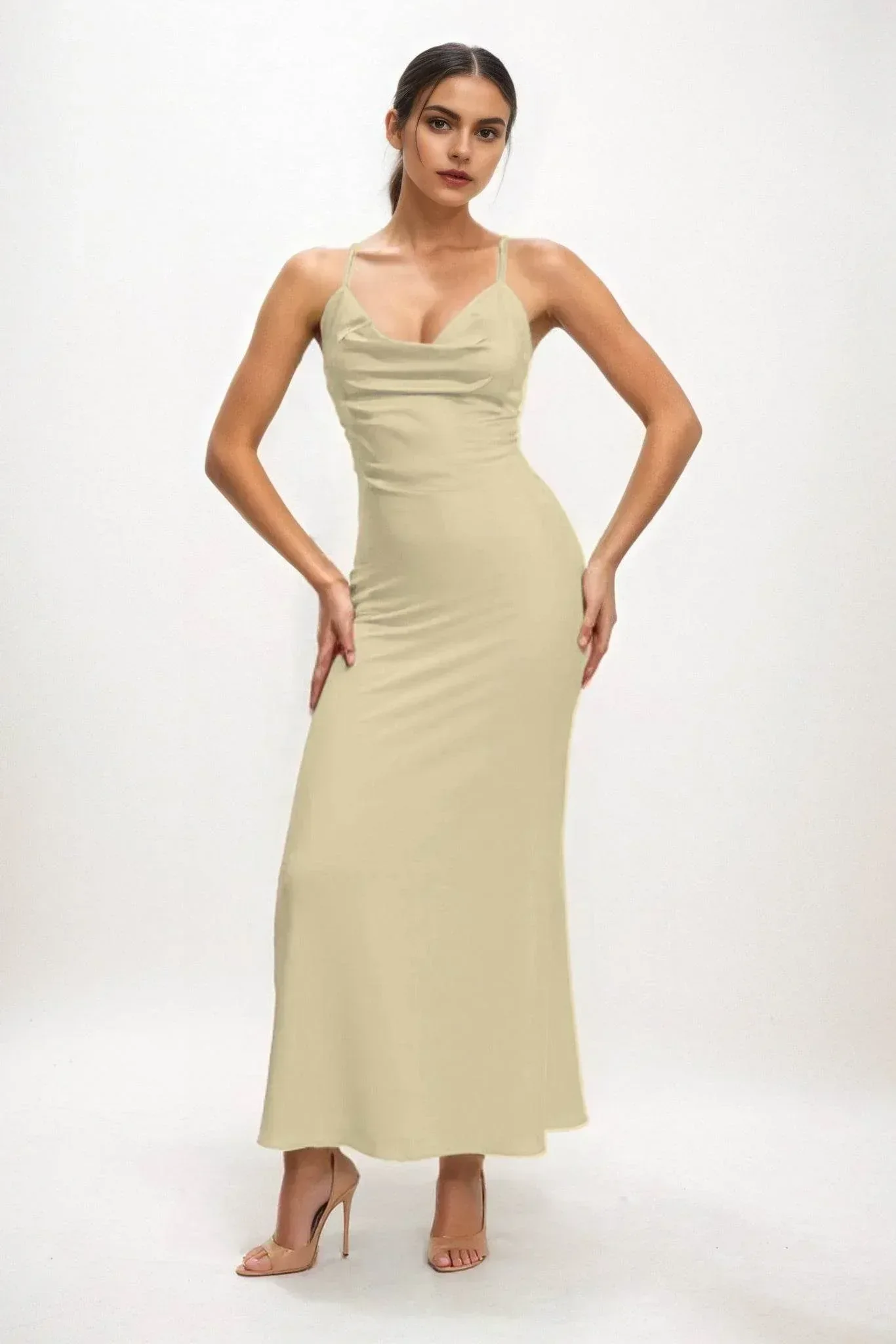 Sheath-Column Midi Luxe Satin Dress CB0831CS