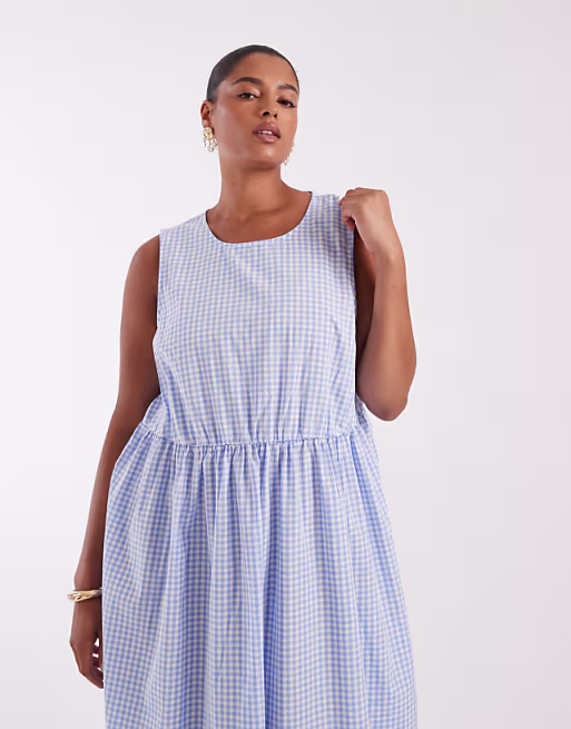 PIECES Curve sleeveless smocking ditsy floral maxi dress in pastel yellow