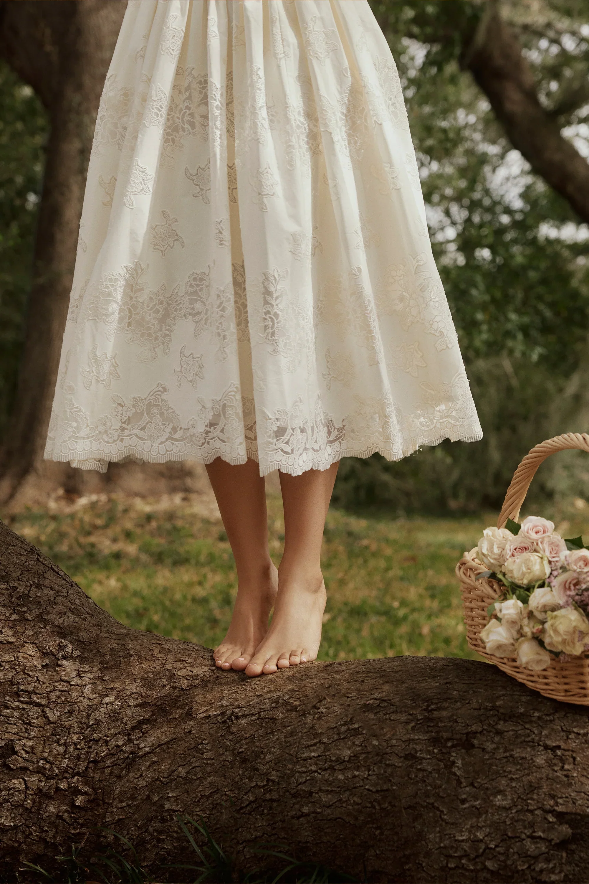White Custom Lace + Cotton Midi Sundress