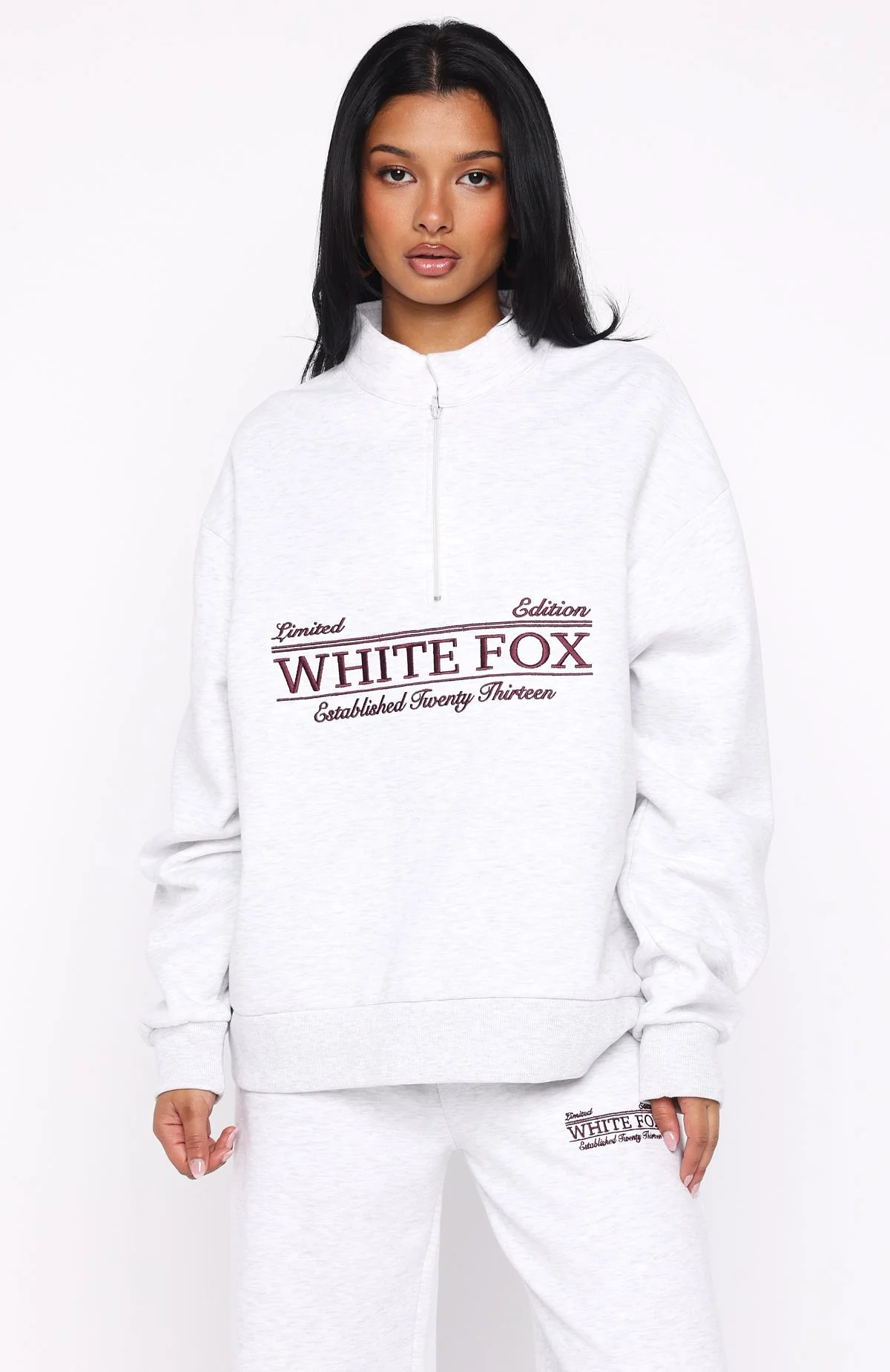 Standing My Ground Zip Front Sweater Grey Marle