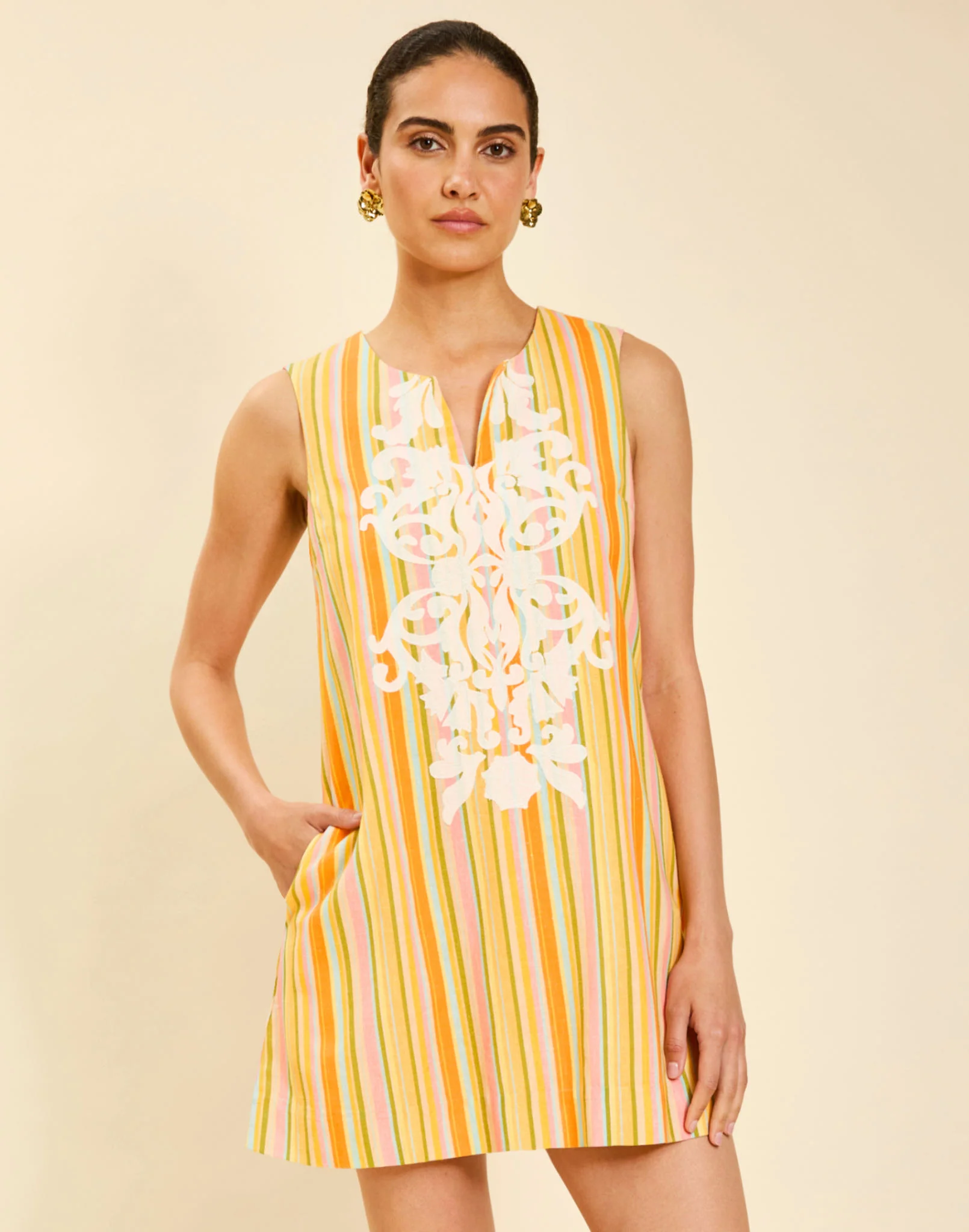 Belize Shift Caftan Mini Dress