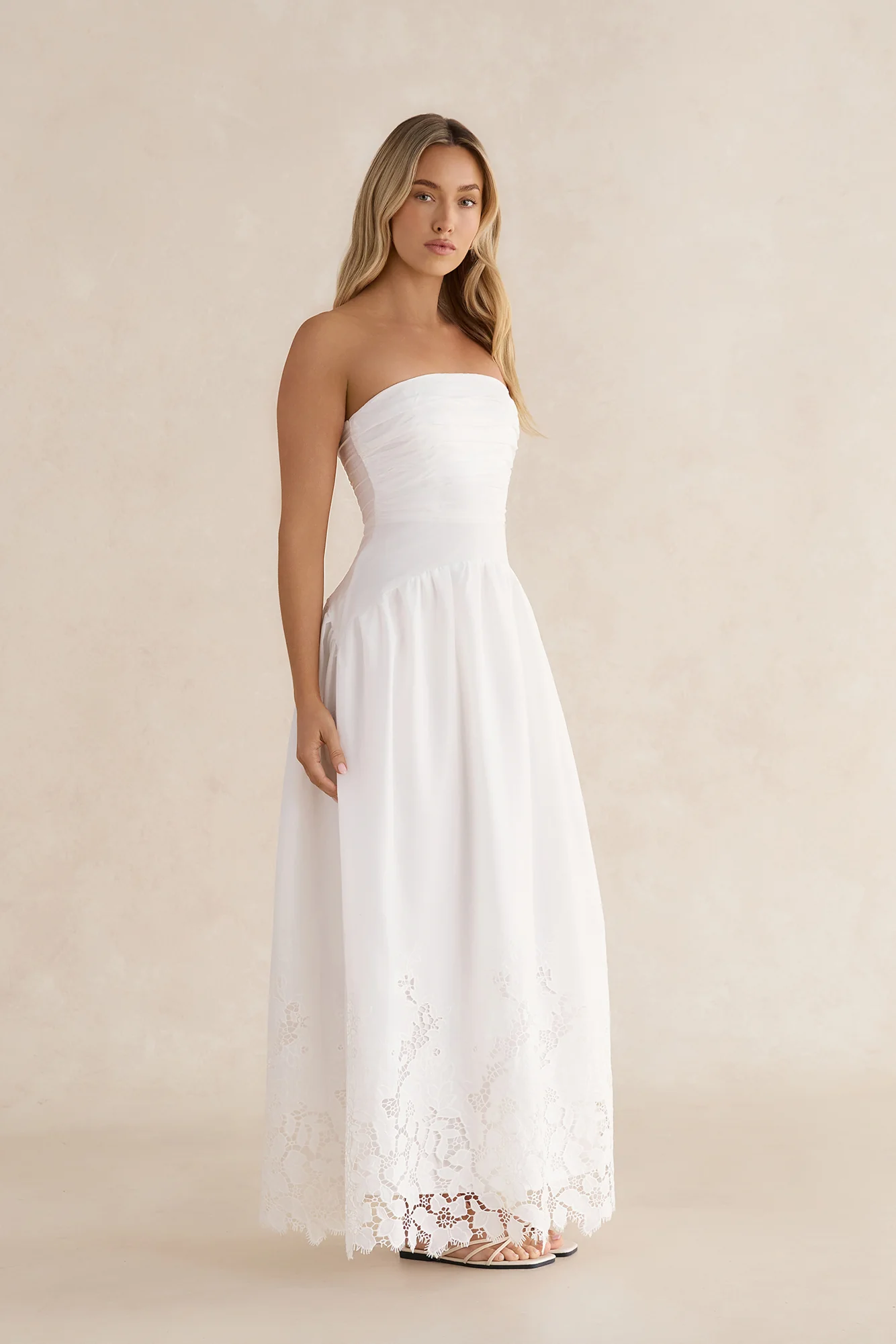 Delicate Dreams Strapless Maxi Dress White