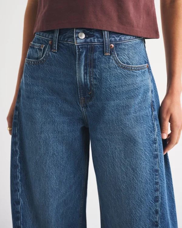 Drapey Rigid High Rise Ultra Barrel Jean - Dark