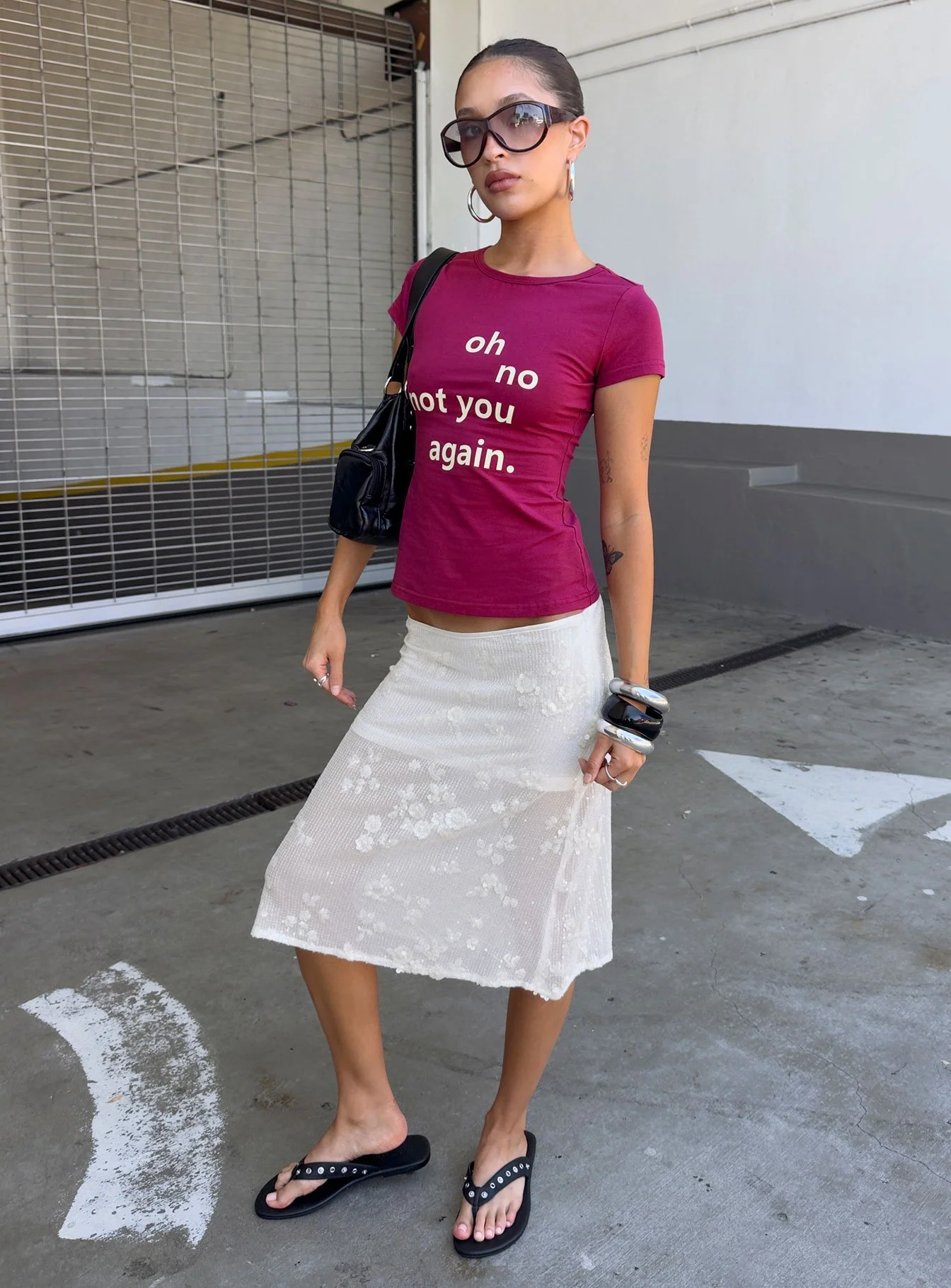 Heart Stealer Sheer Sequin Midi Skirt White