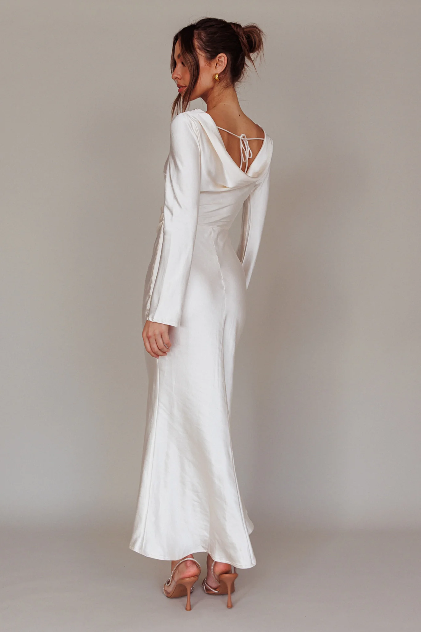 Loveland Cowl Back Midi Dress Oyster