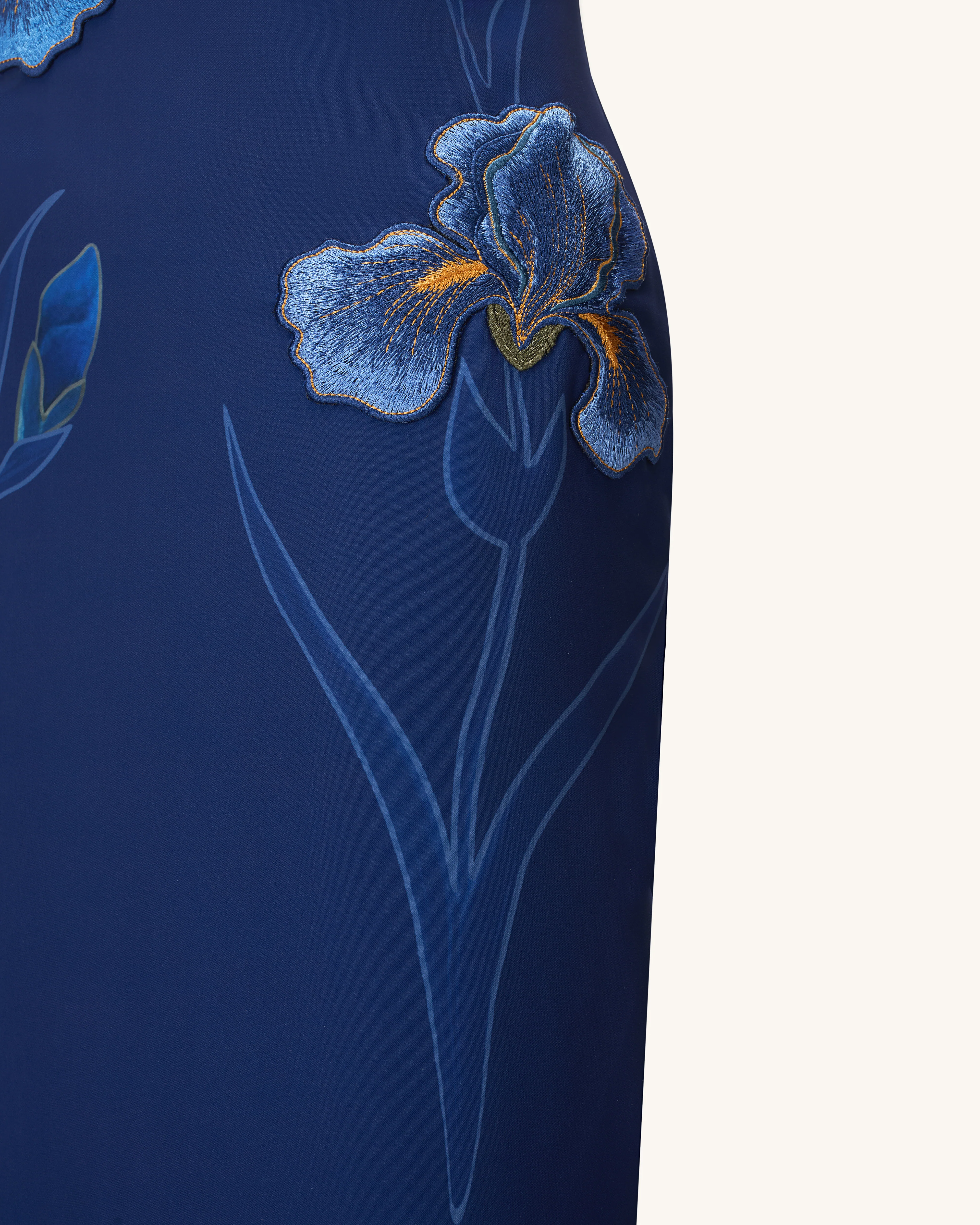 Iris Embroidered Strapless Maxi Dress - Navy Blue - FASHION NOB