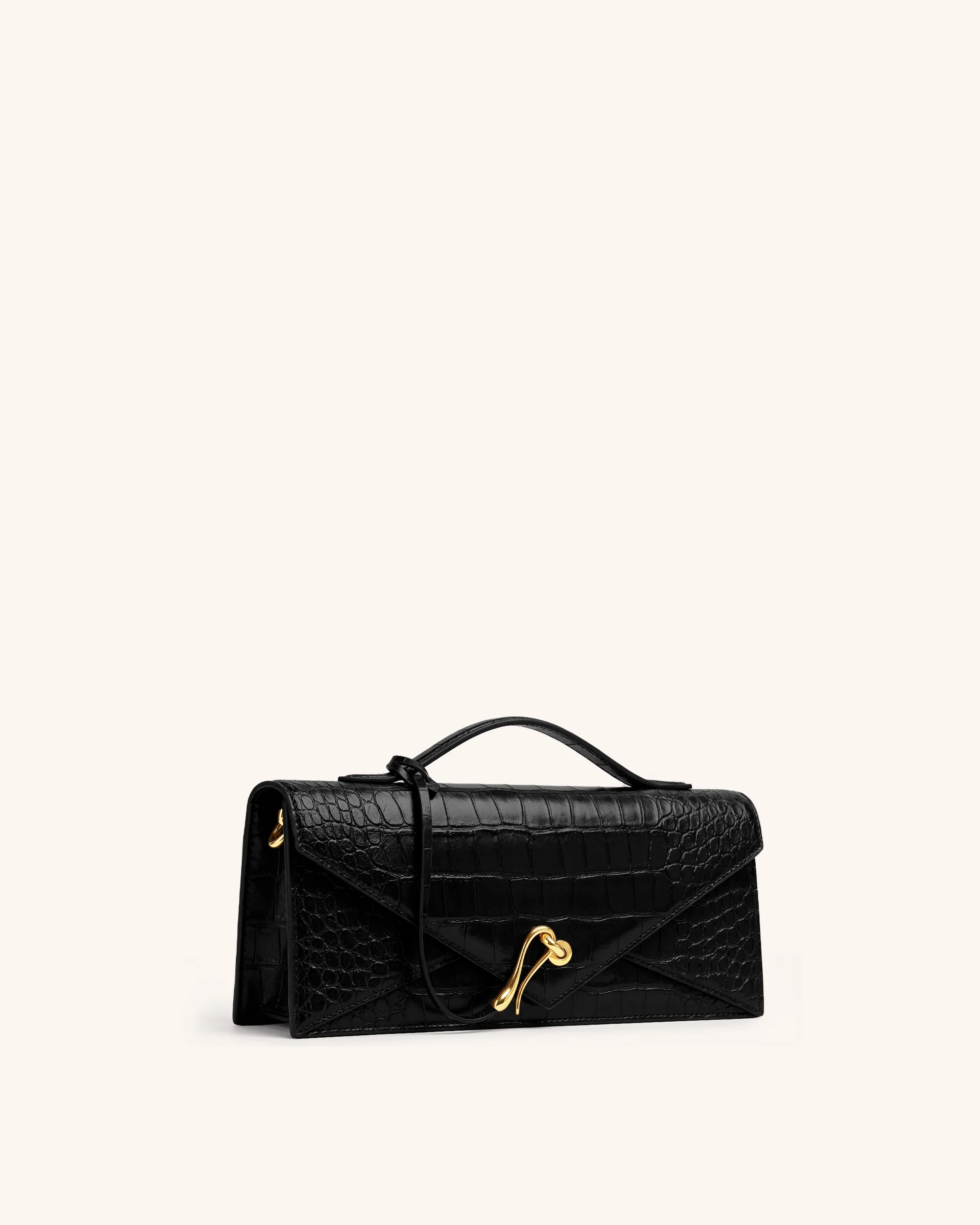 Celeste Envelope Top Handle Bag - Black Croc