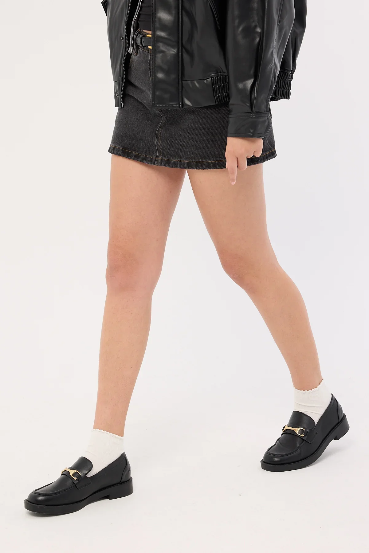 Thrills Sophie Denim Mini Skirt Black Bull