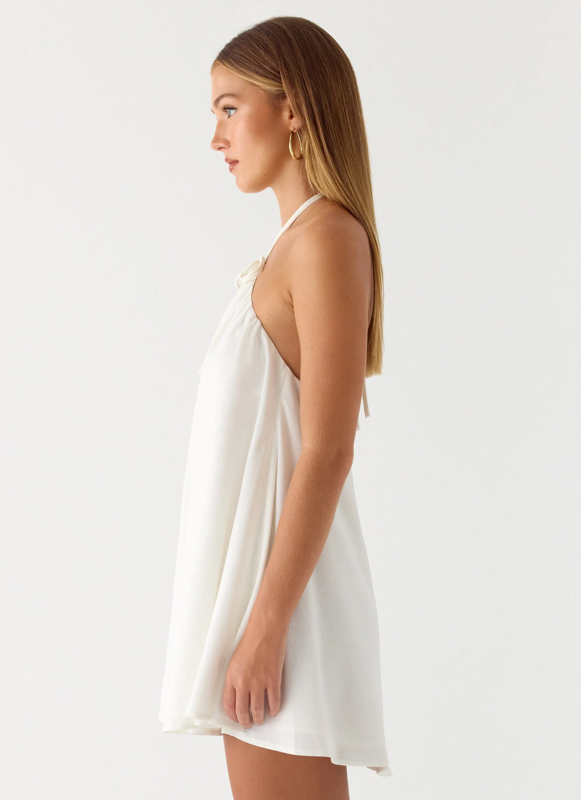 Soft Breeze Linen Mini Dress - White - luluinthesky