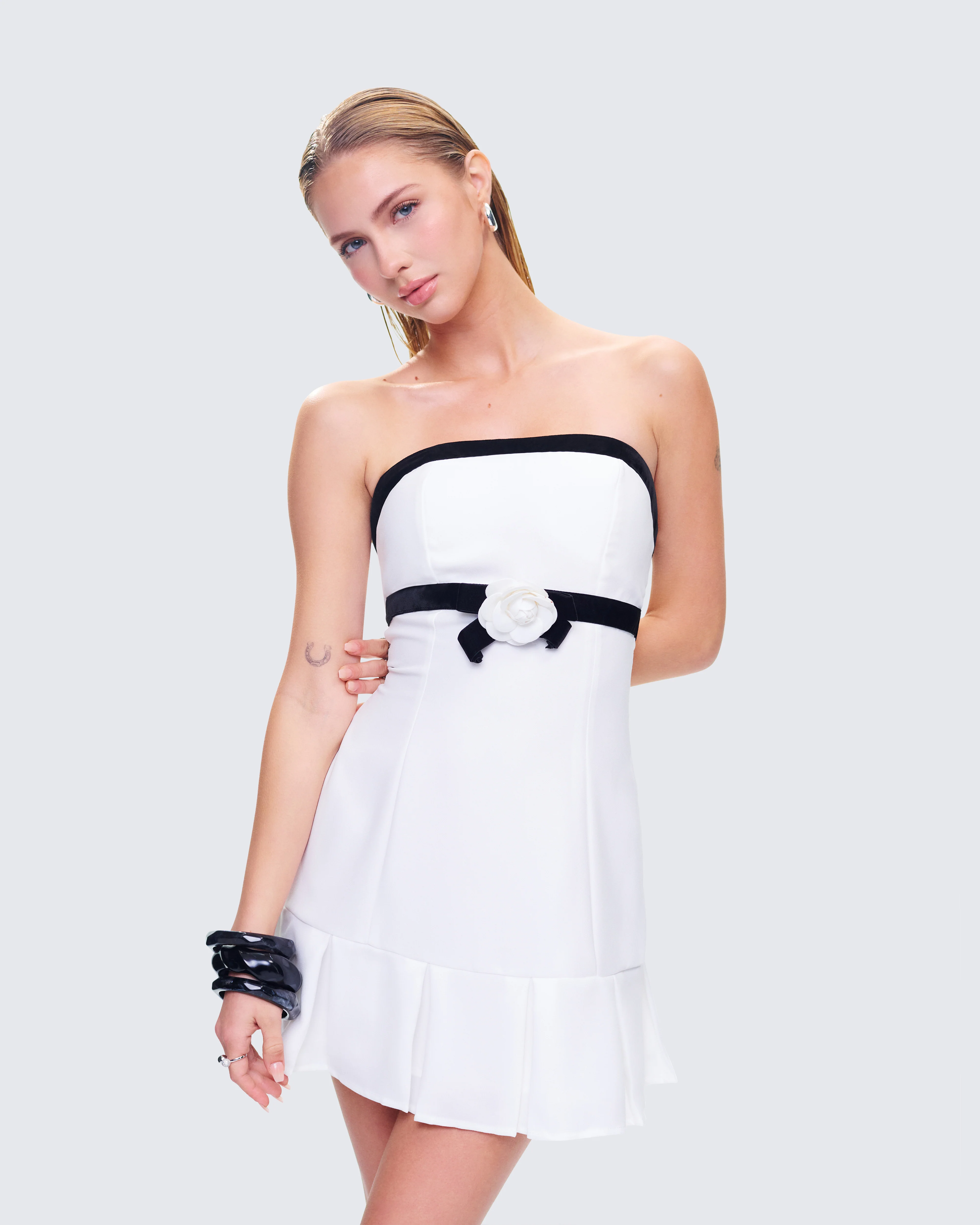 Roma White Strapless Mini Dress
