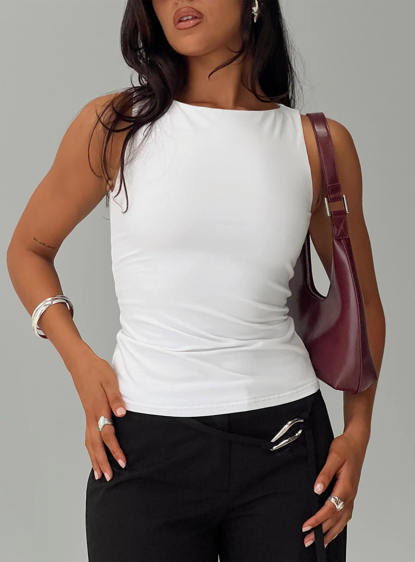 Lose Your Number High Neck Top White