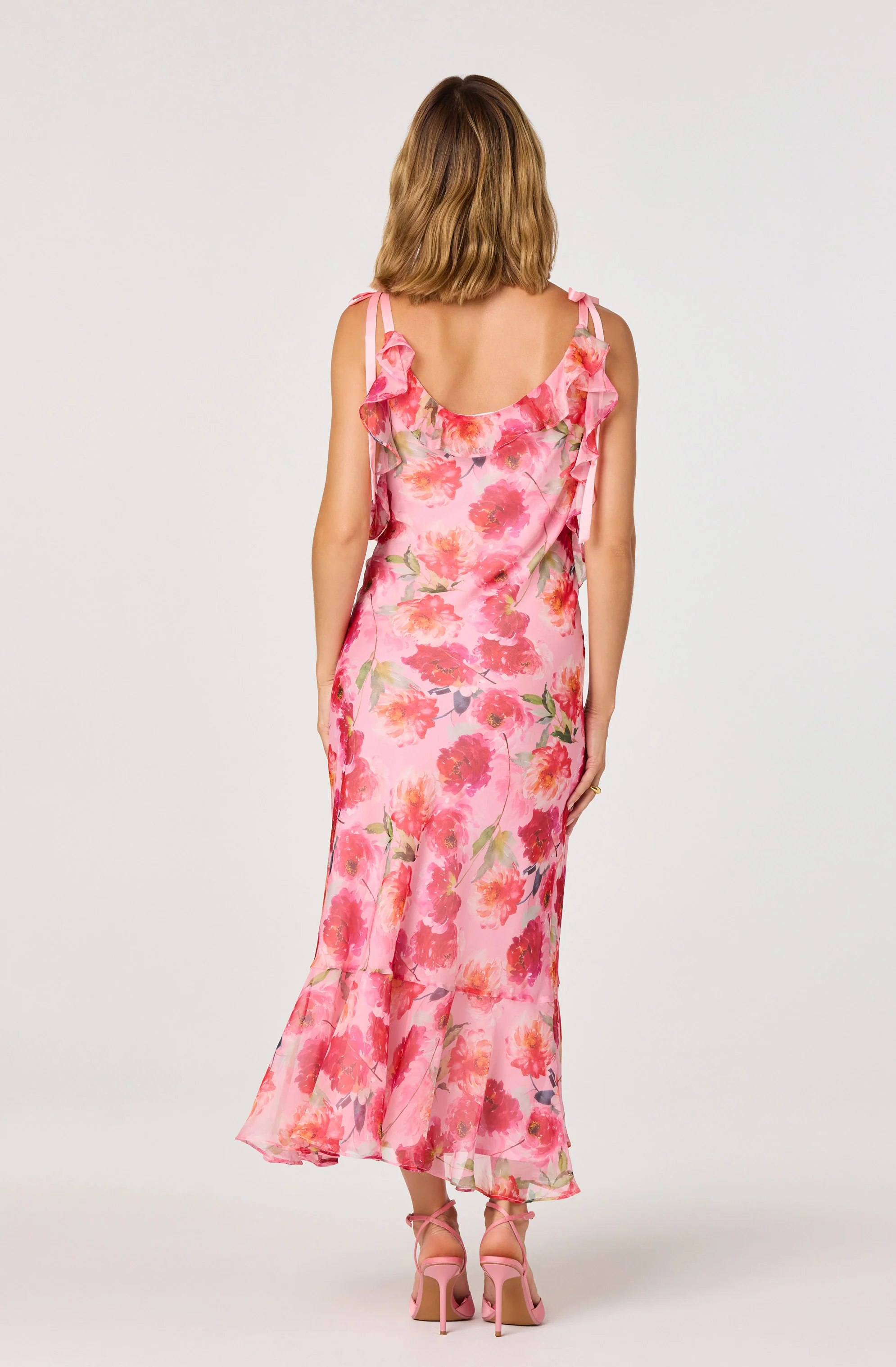 Nissa Floral Ruffle Midi Dress