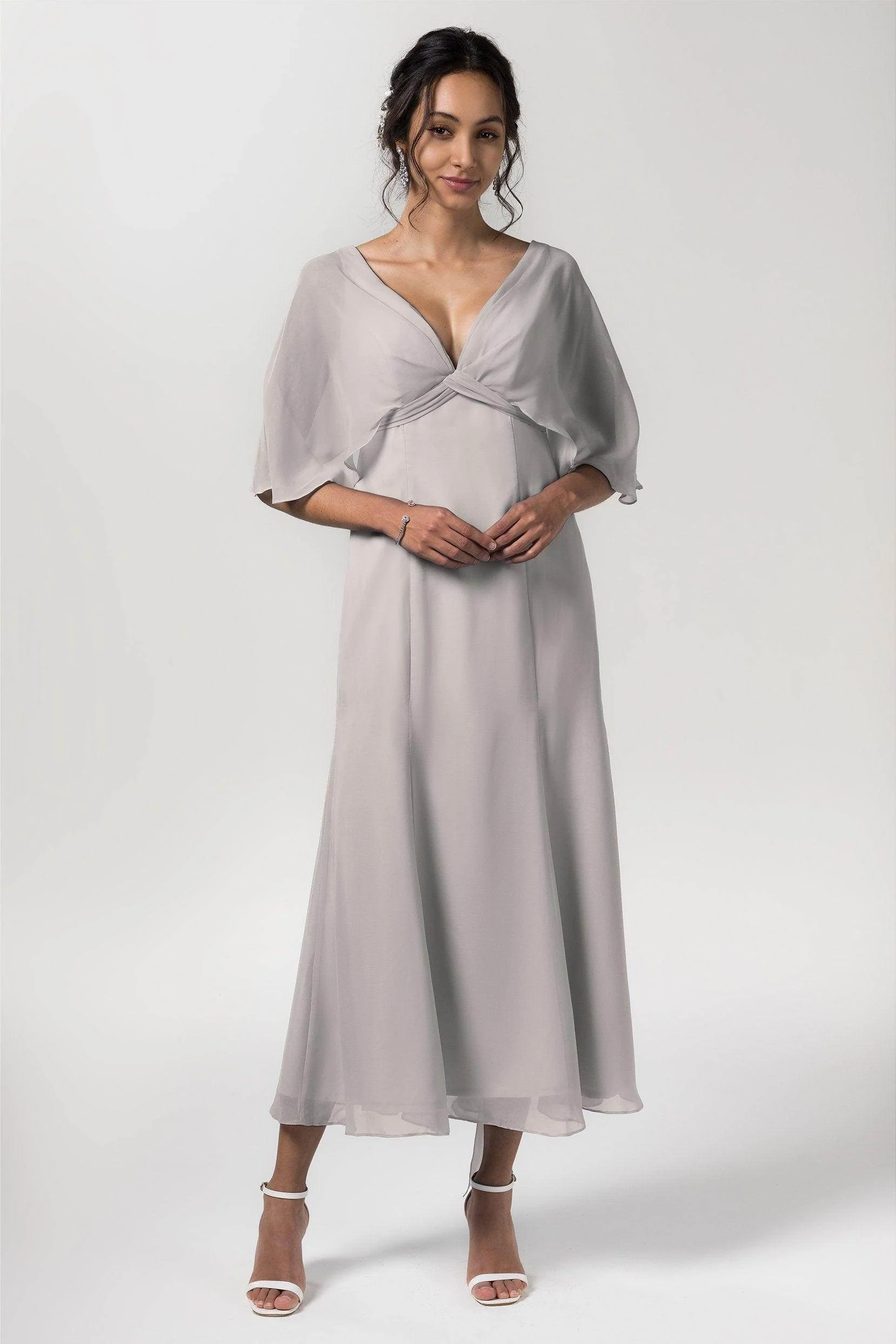 A-Line Tea Length Chiffon Bridesmaid Dress CB0553