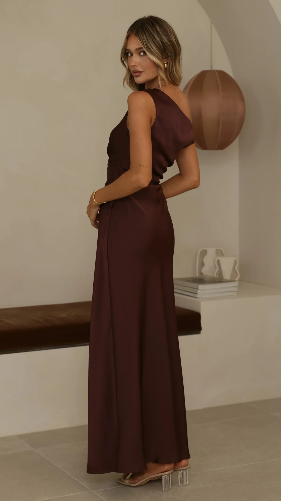 Auria Off Shoulder Maxi Dress - Chocolate
