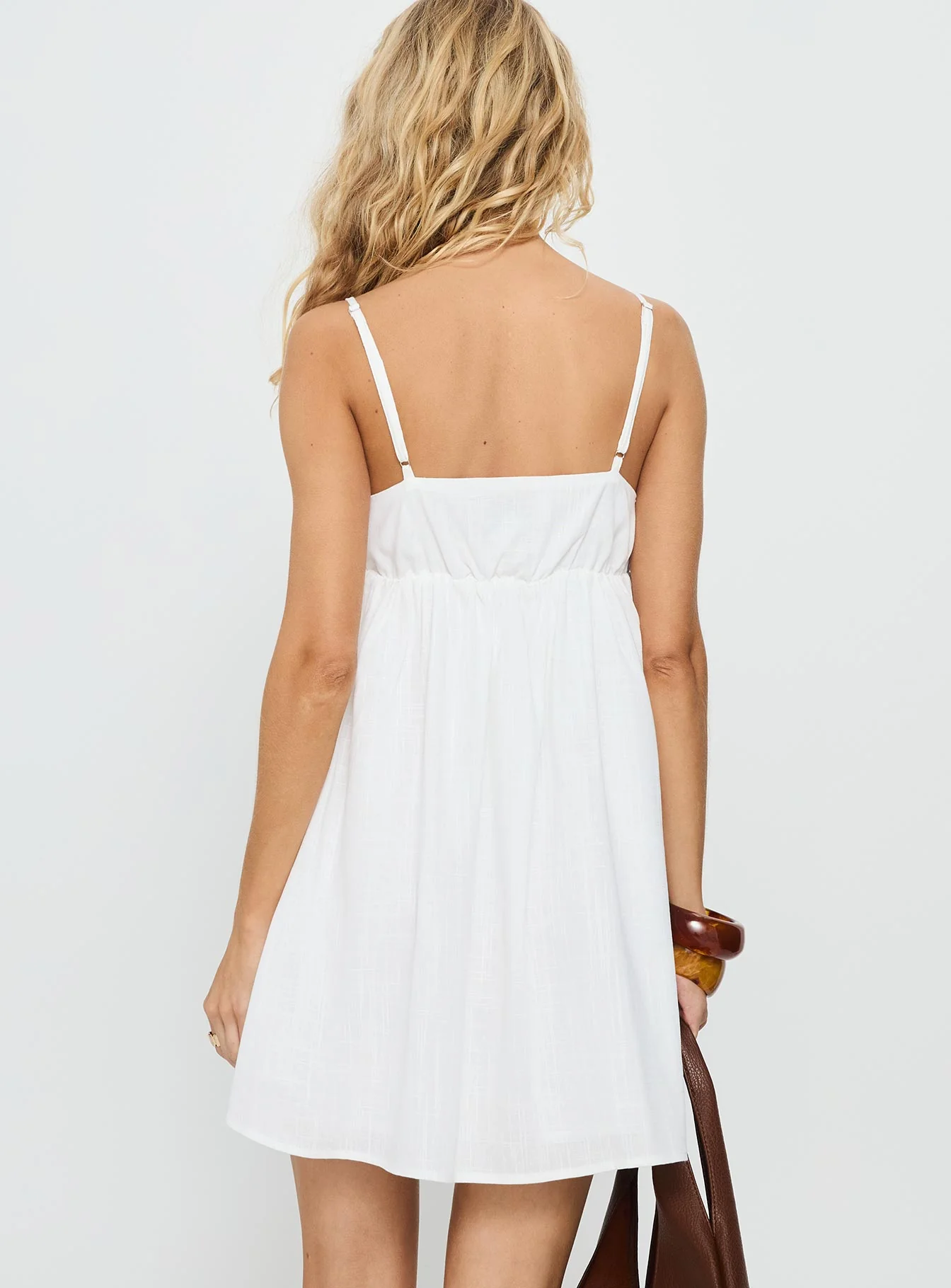 Beabado Beaded Mini Dress White - luluinthesky