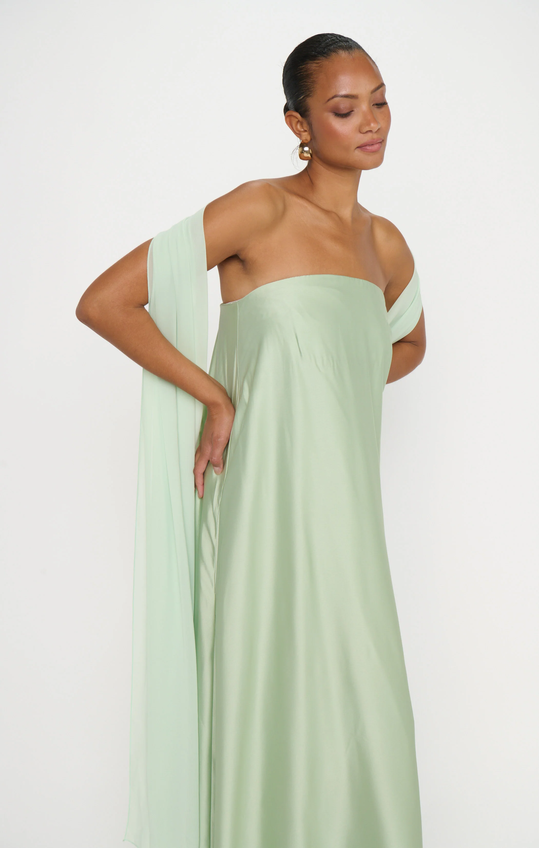 Tinsley Tube Dress ~ Pistachio Luxe Satin