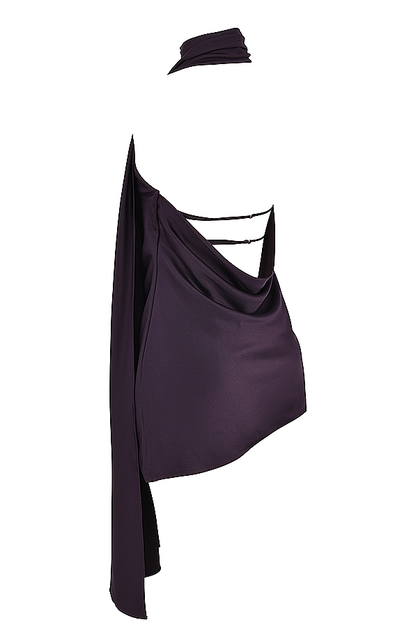 Night Shade Asymmetric Wrap Neck Dress