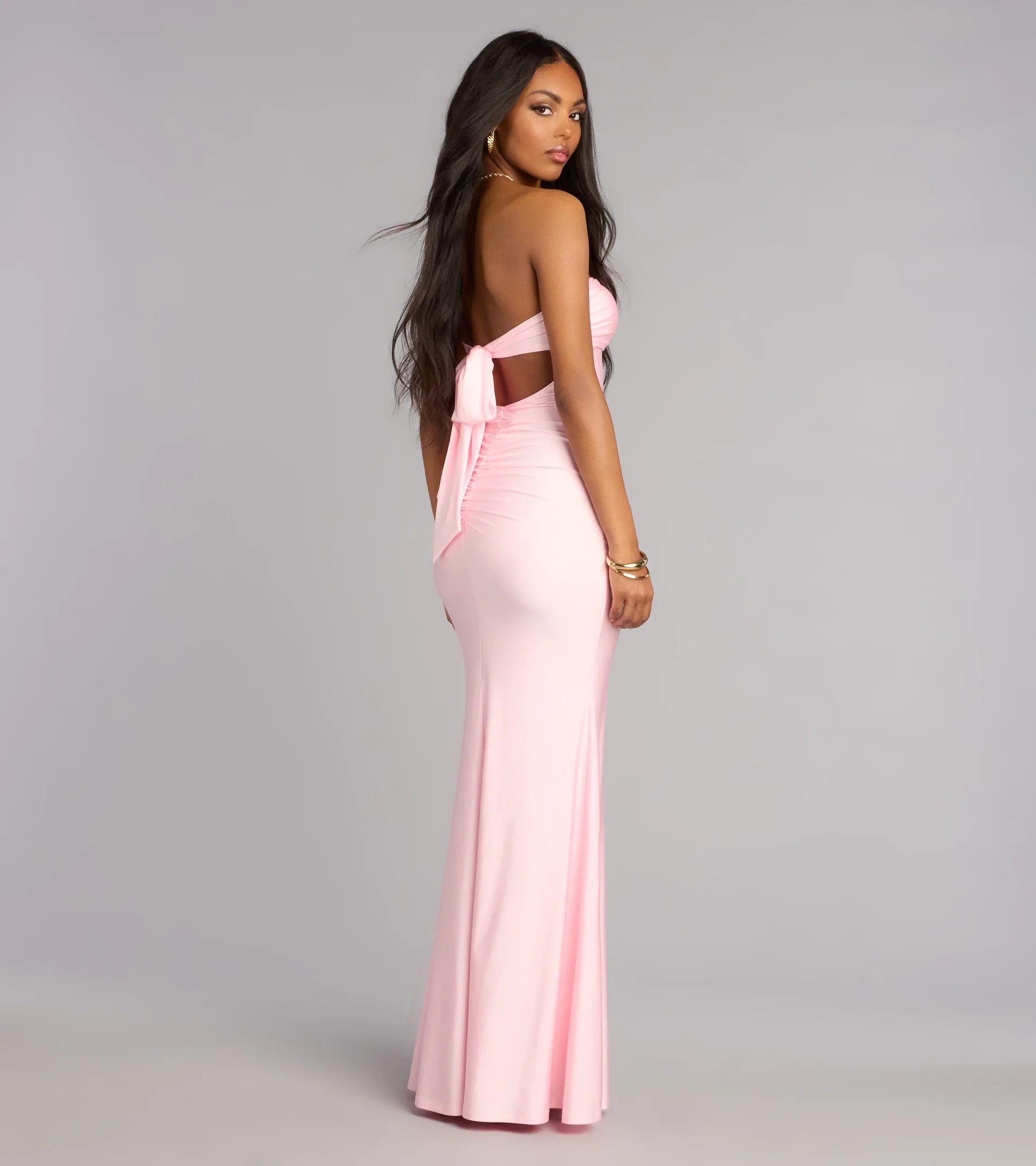 Zooey Faux Pearl Trim Mermaid Formal Dress