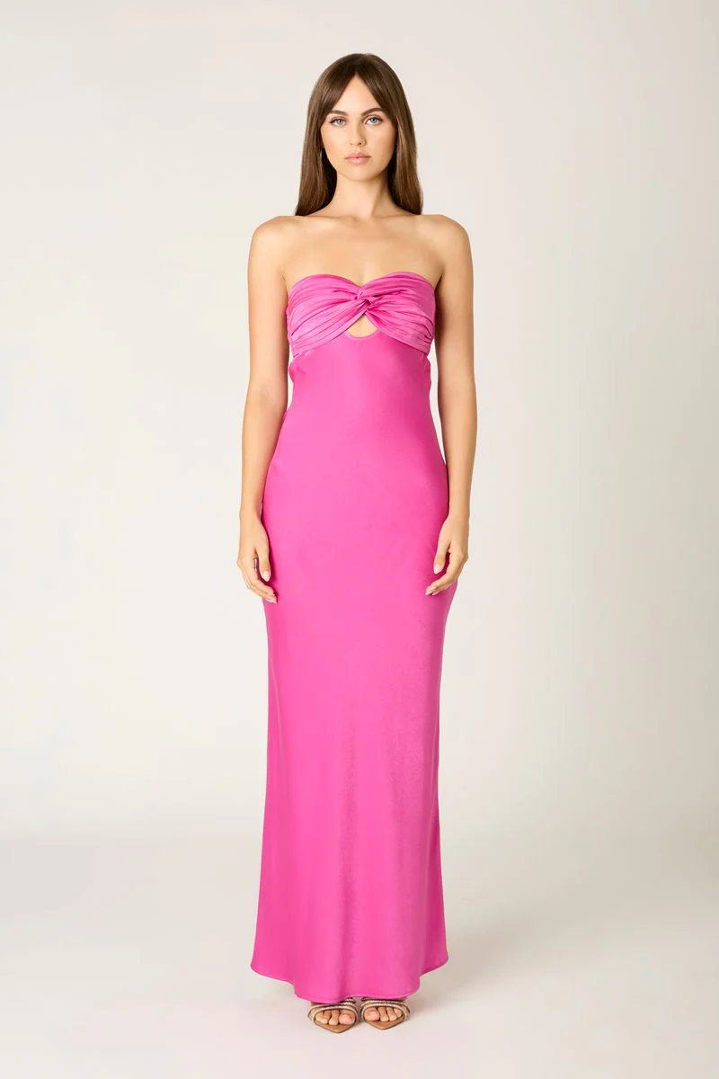 Strapless Satin Maxi Dress