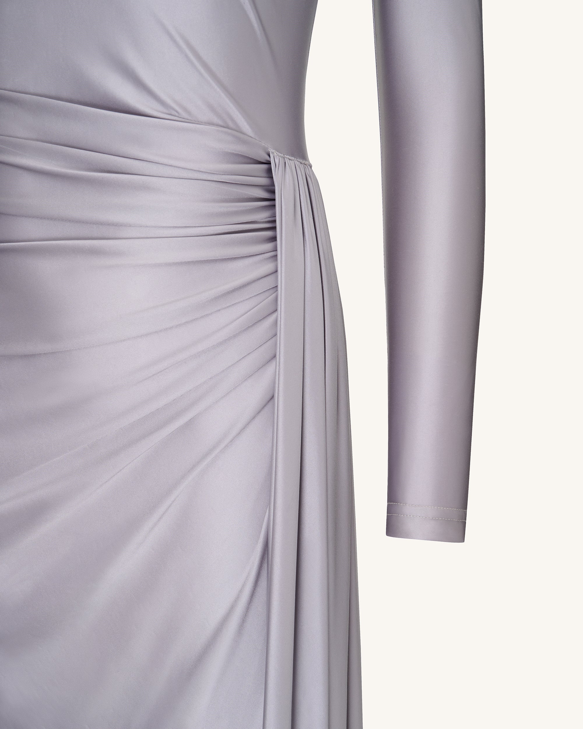 Amara Metallic Ruched Dress - Silver - FASHION NOB