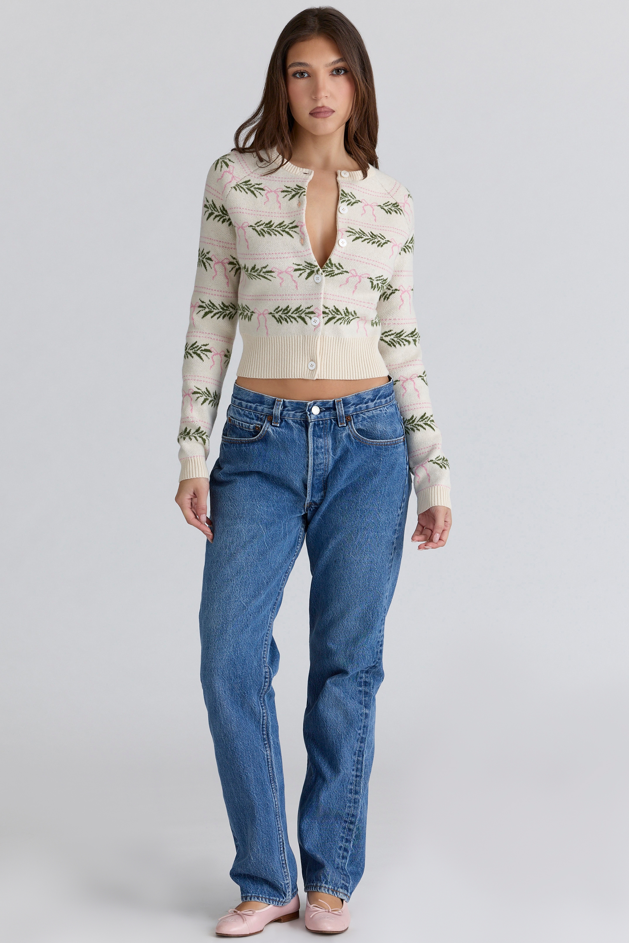 All Over Print Wool Cardigan