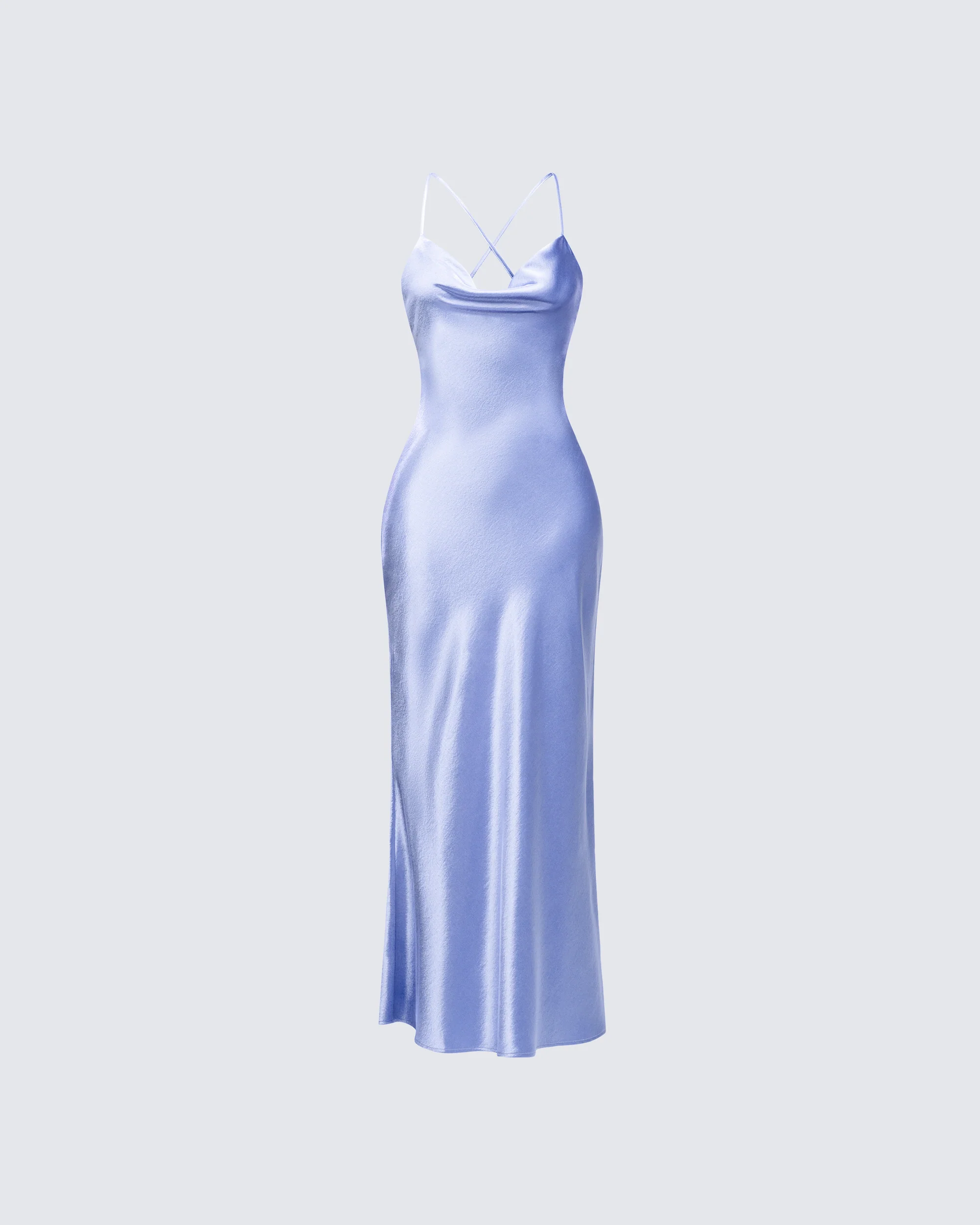 Elspeth Blue Satin Bias Slip Maxi Dress