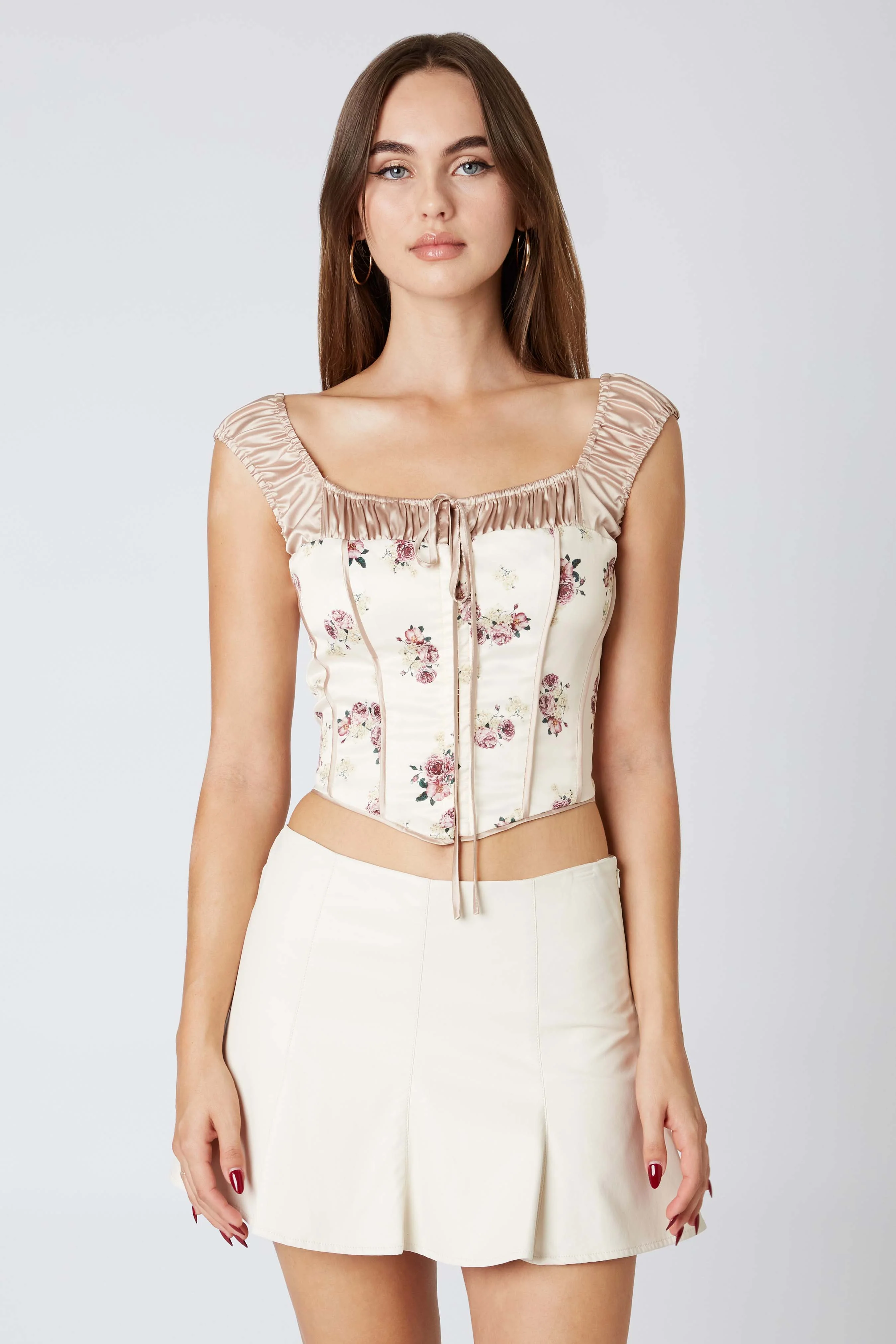 Puff Sleeve Satin Corset