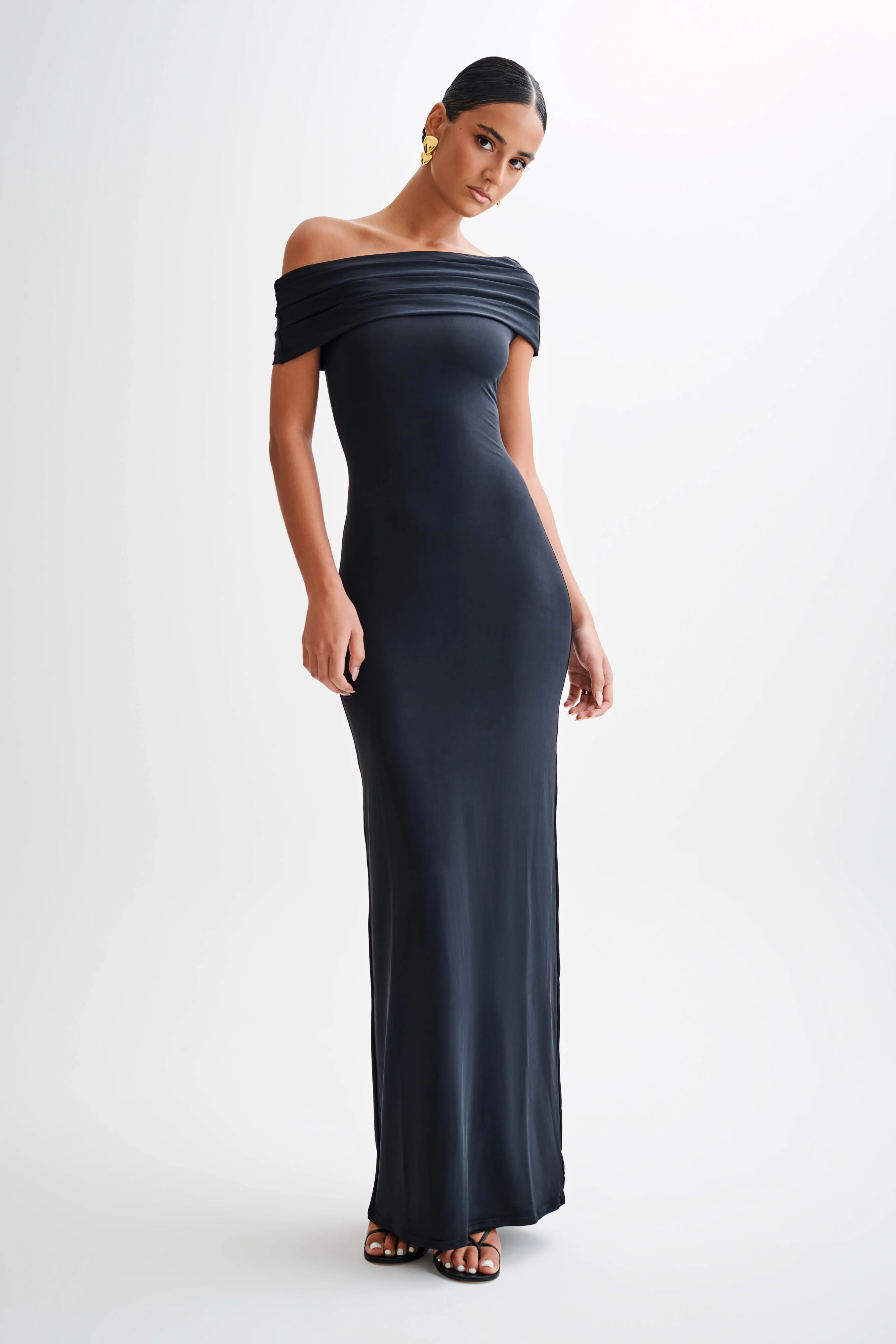 Cassandra-Off-Shoulder-Slinky-Maxi-Dress-Black