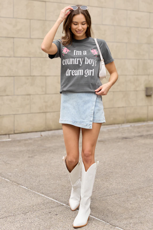 Country Boy's Dream Girl Dark Grey Graphic Tee