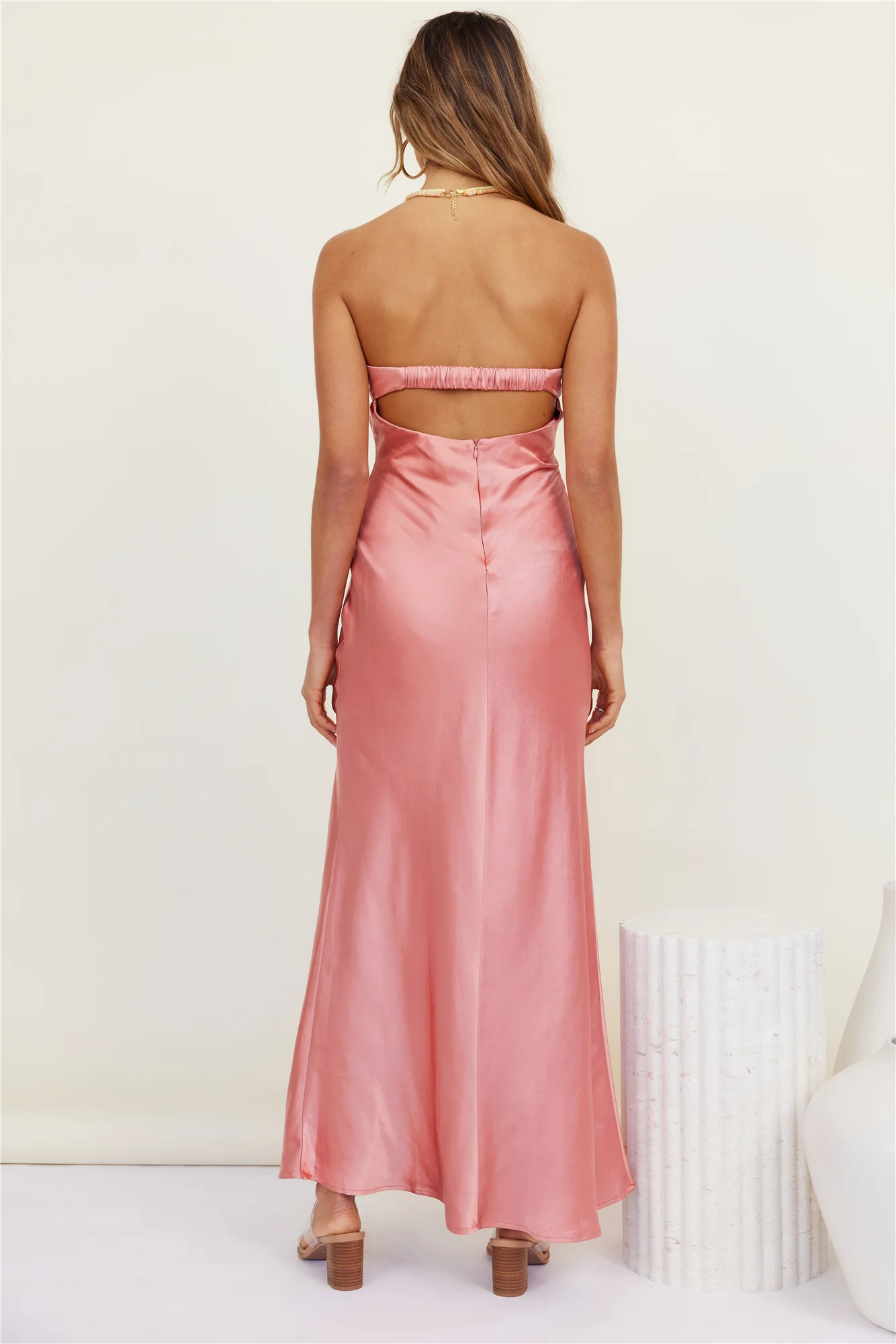 Open Hearts Maxi Dress Pink