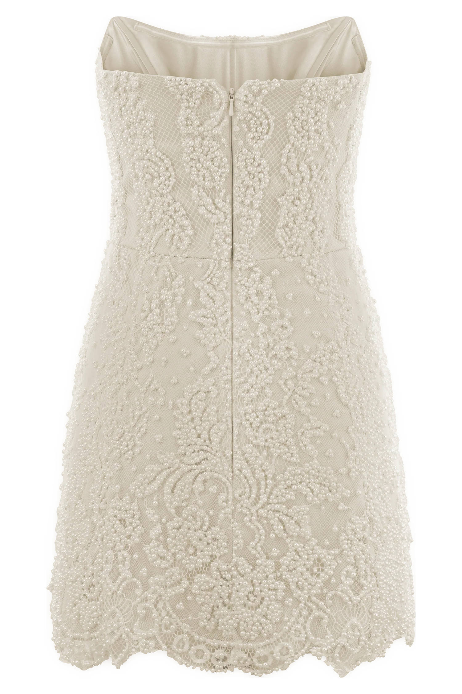 Eva Hand Beaded Pearl & Lace Mini Dress - White - luluinthesky