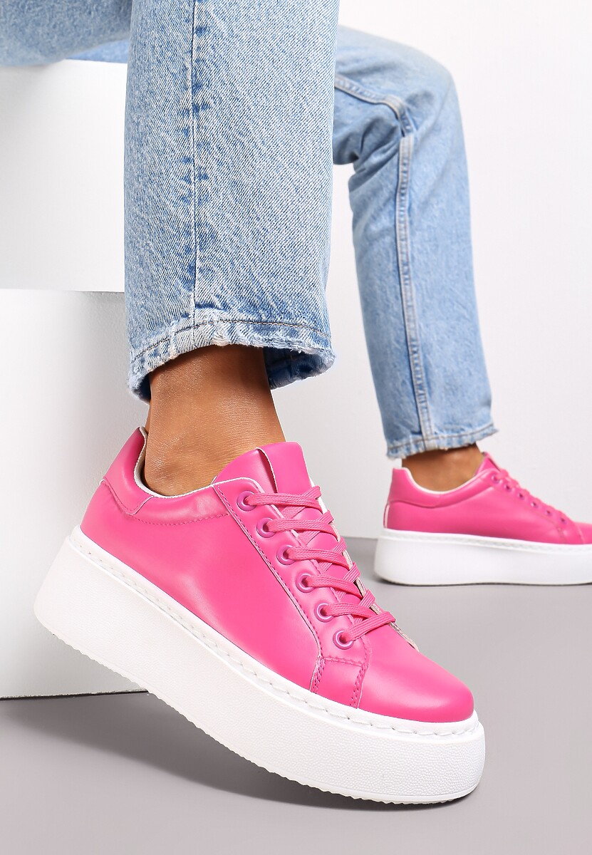 Złote Sneakersy na Grubej Podeszwie Cernanda
