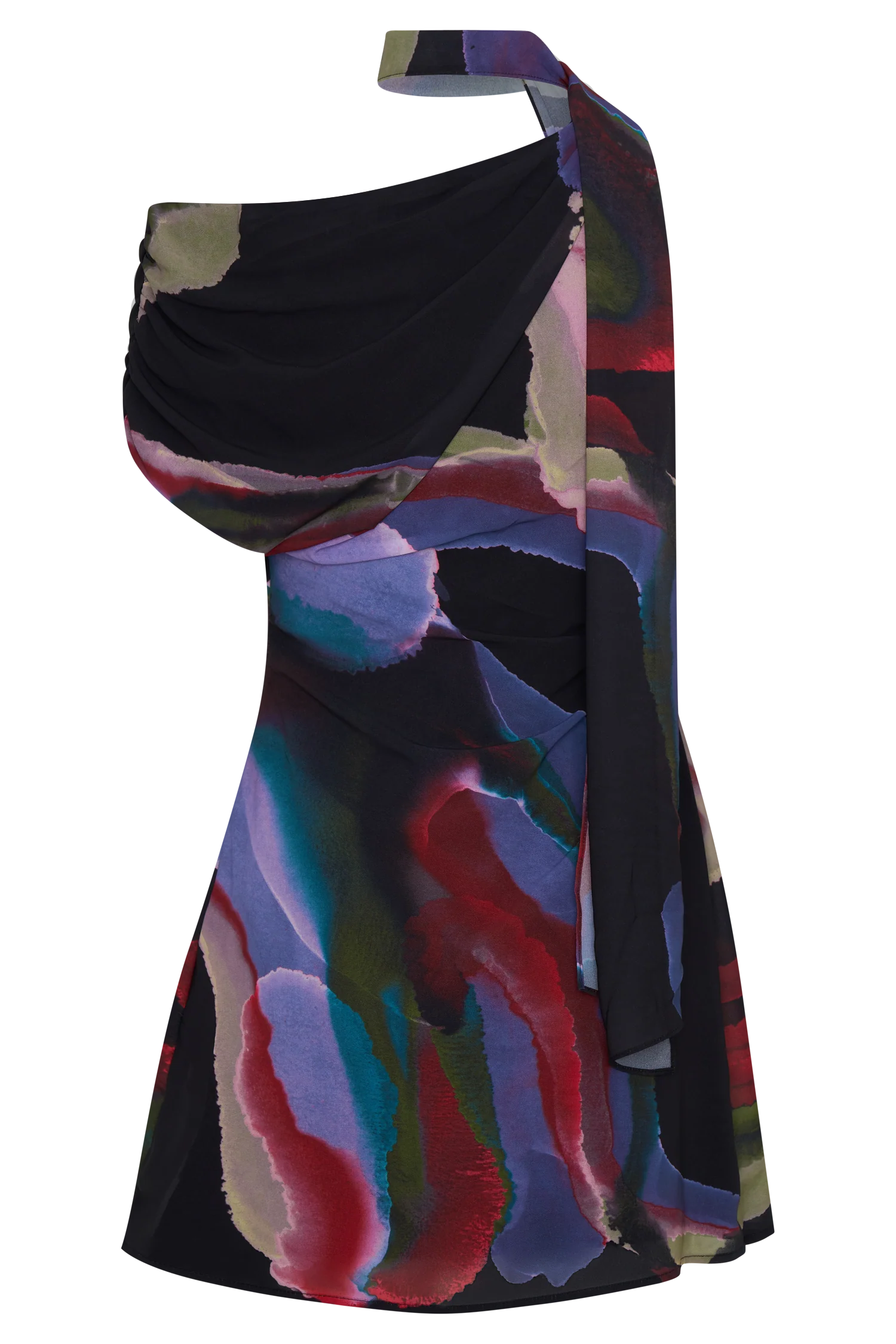 Daisie Chiffon Mini Dress - Multi Fluid Reverie Print