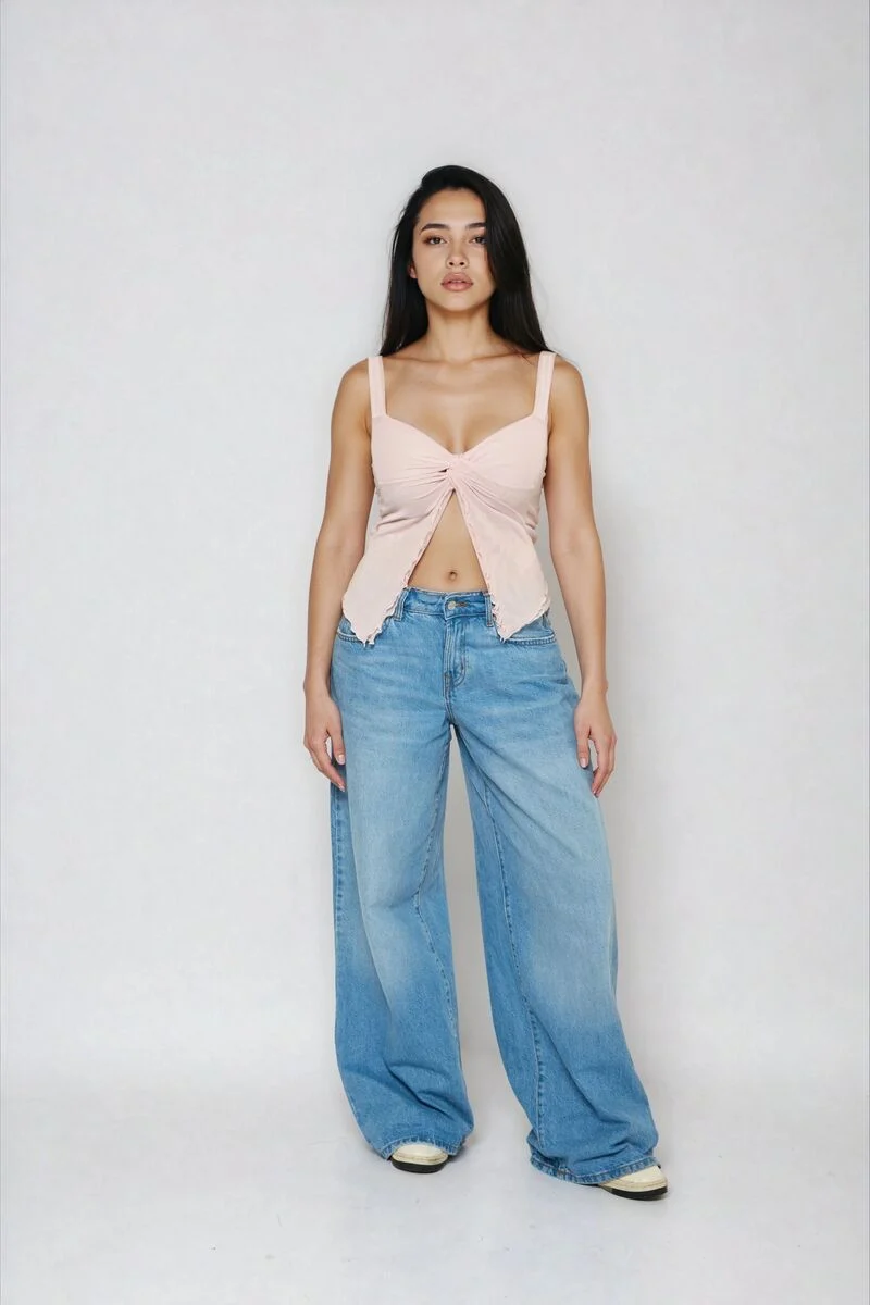 Twist-Front Mesh Tank Top